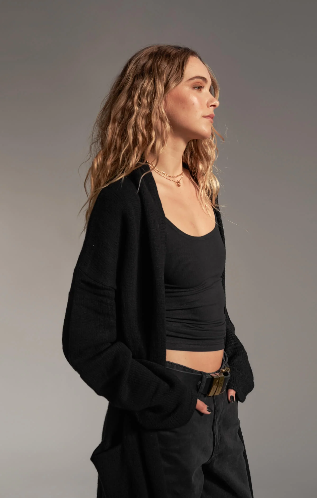 THE CARDIGAN COAT - BLACK - Image 6