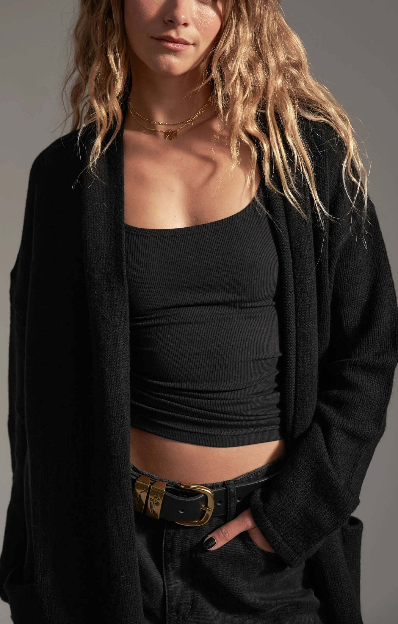THE CARDIGAN COAT - BLACK - Image 7