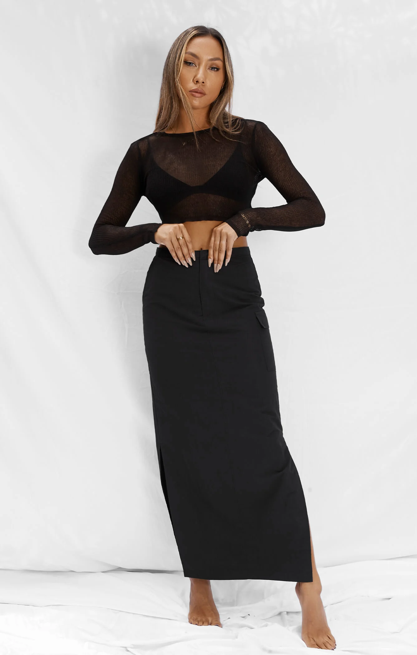 THE CARGO MAXI SKIRT - BLACK