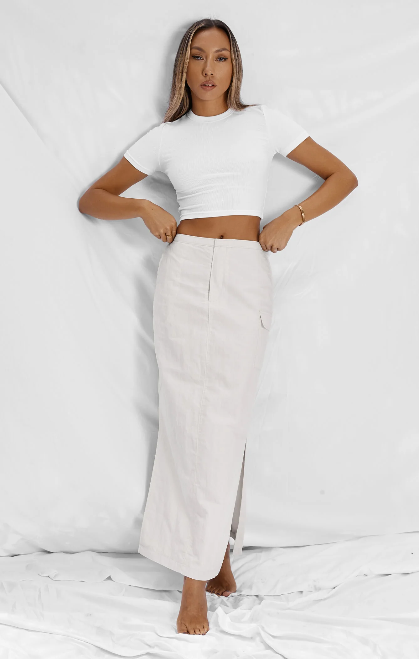 THE CARGO MAXI SKIRT - IVORY - Image 3