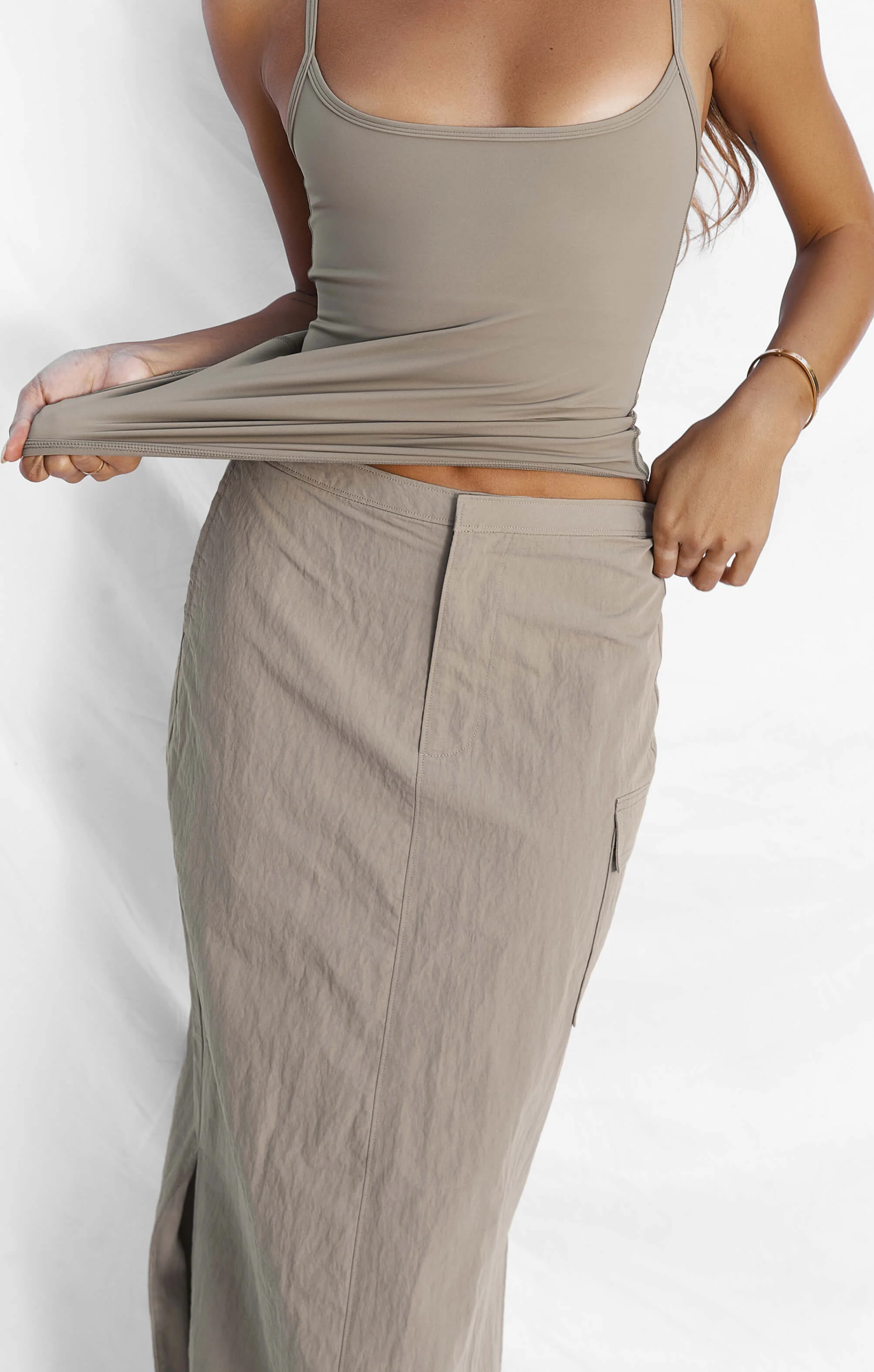 THE CARGO MAXI SKIRT - SLATE - Image 4