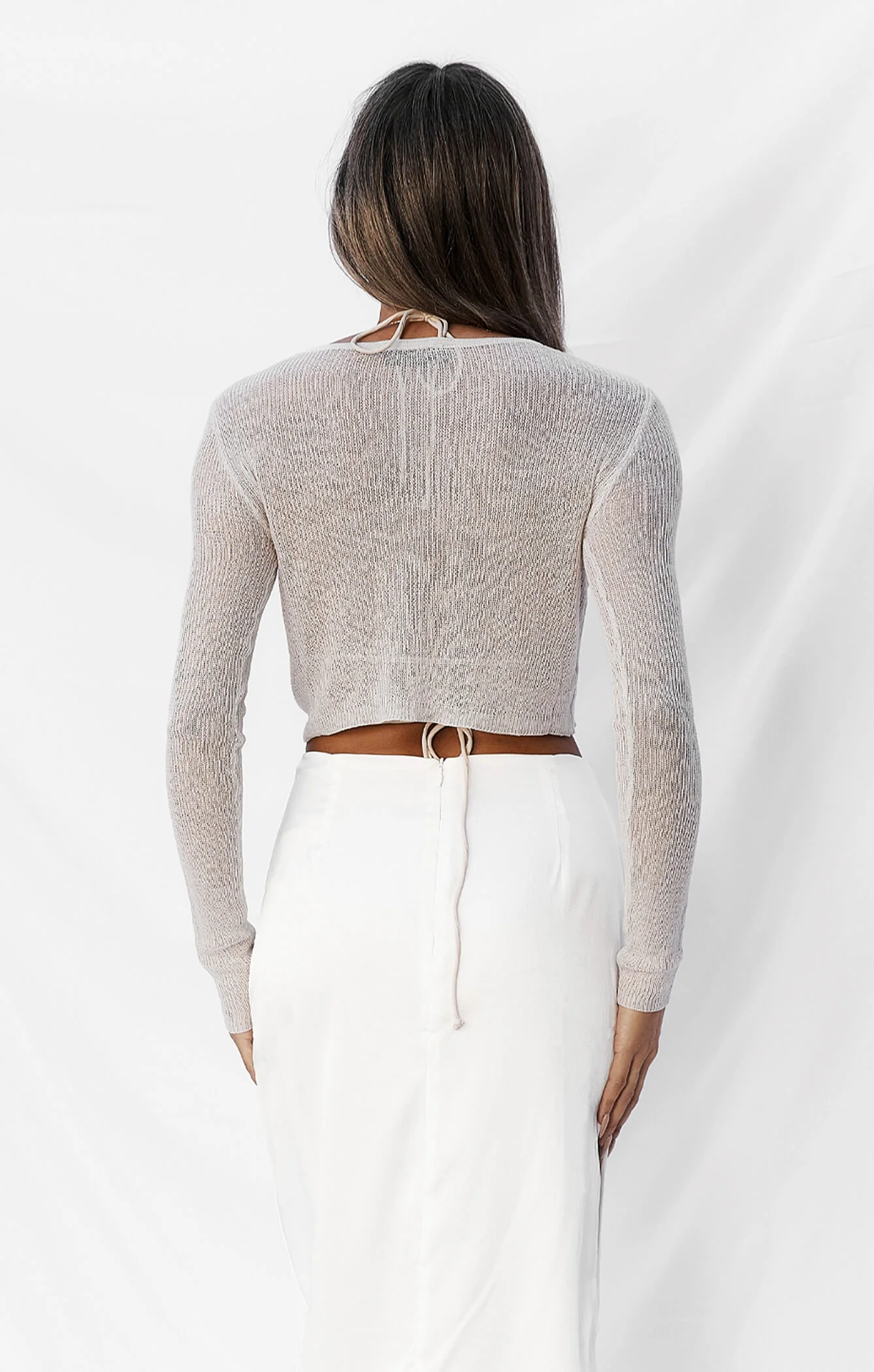 THE CROPPED KNITTED LONG SLEEVE - STONE - Image 6