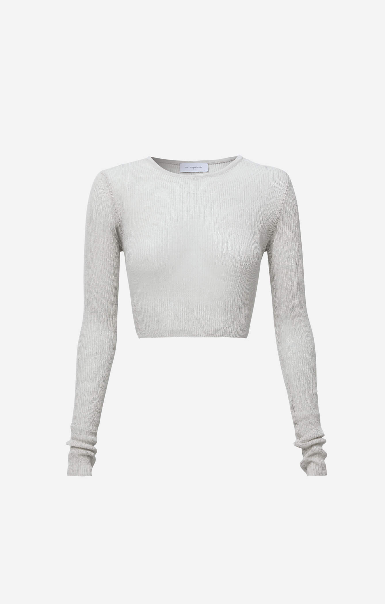 THE CROPPED KNITTED LONG SLEEVE - STONE - Image 7