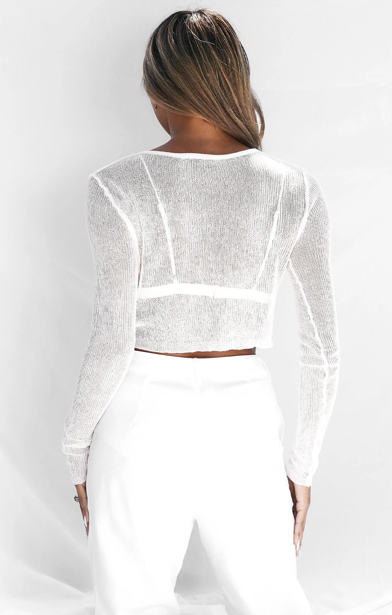 THE CROPPED KNITTED LONG SLEEVE - WHITE - Image 6