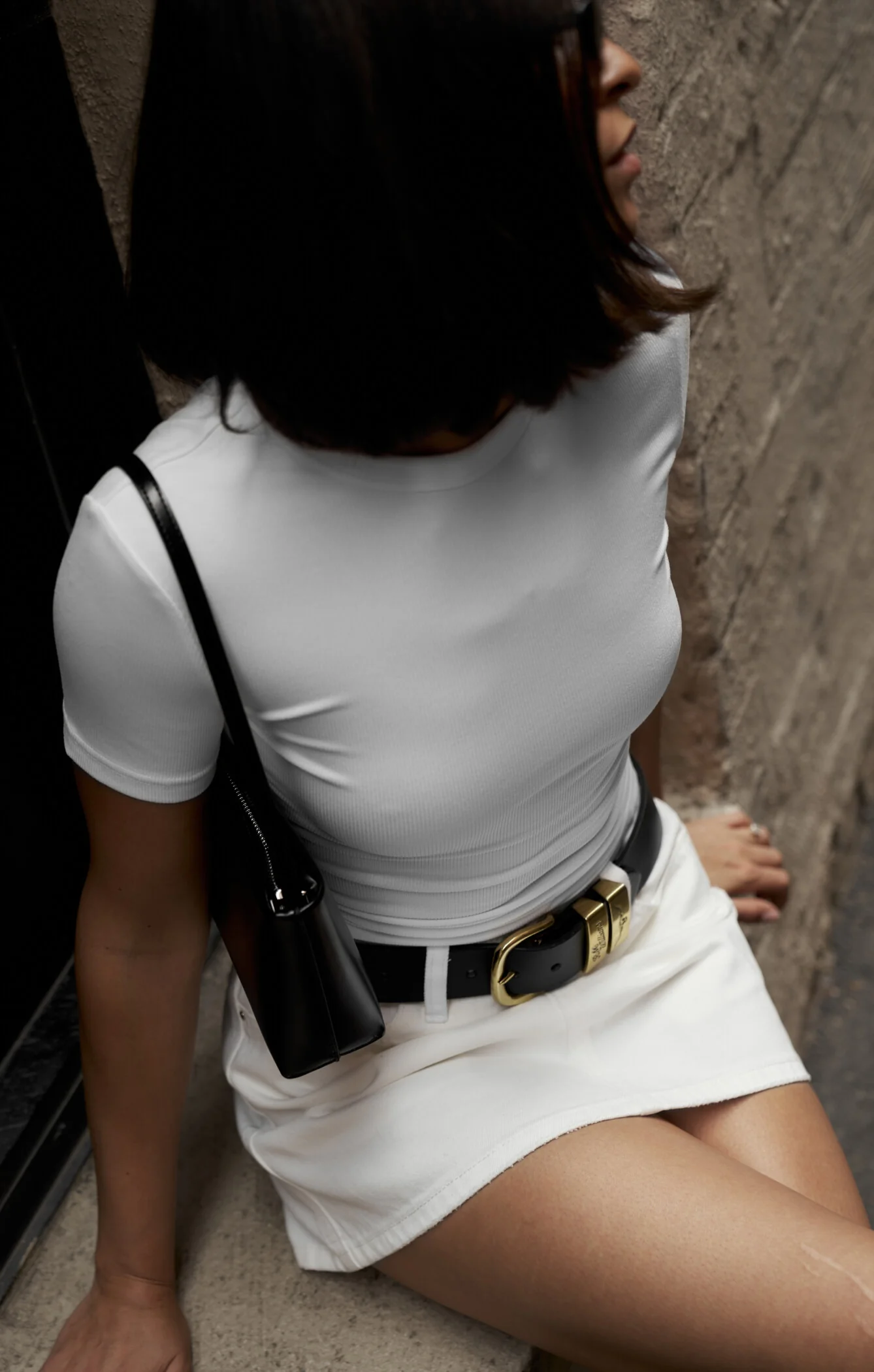 THE DENIM LOW RISE MINI SKIRT - CHALK - Image 5