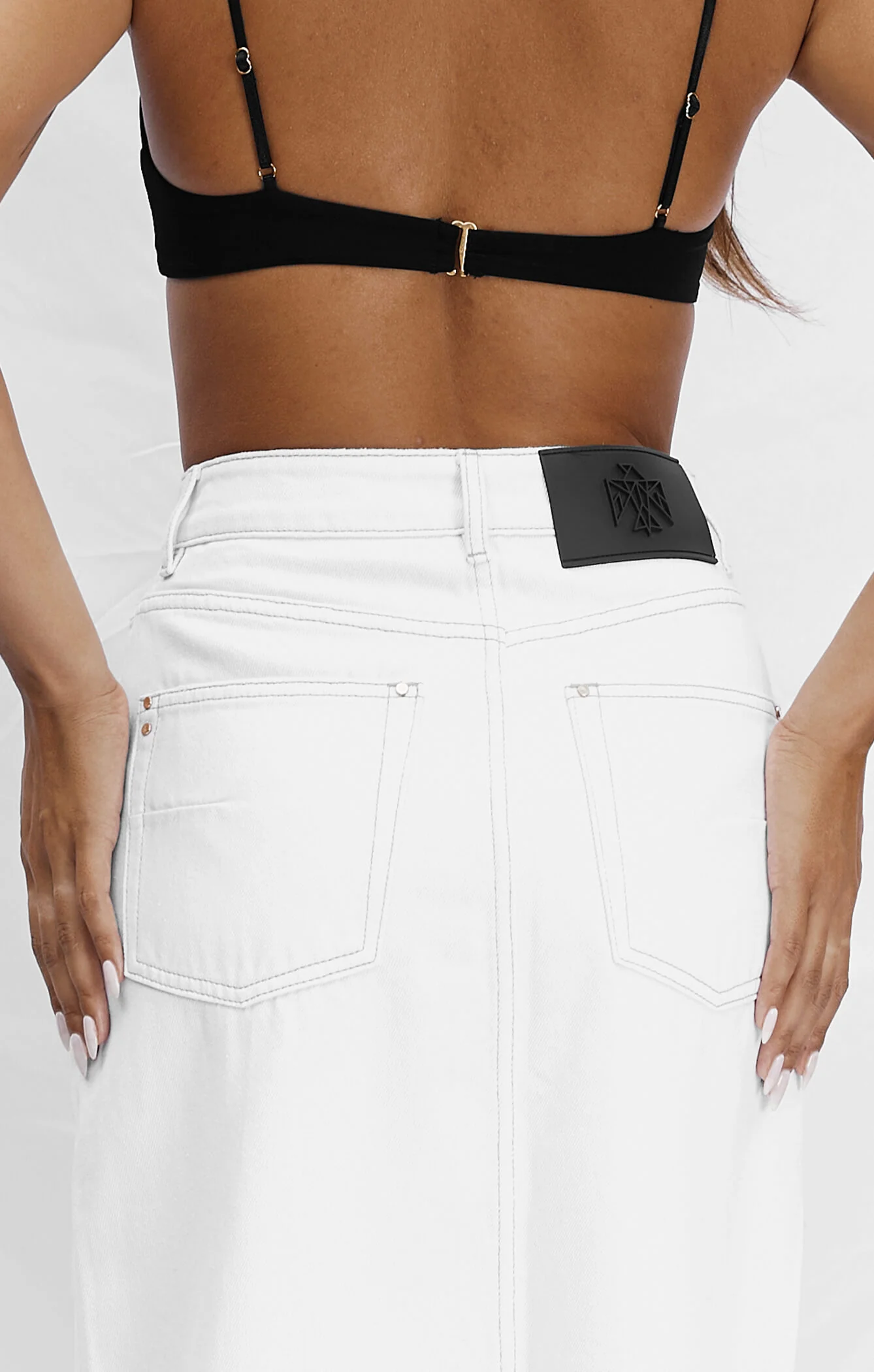 THE DENIM MAXI SKIRT - CRISP WHITE - Image 4