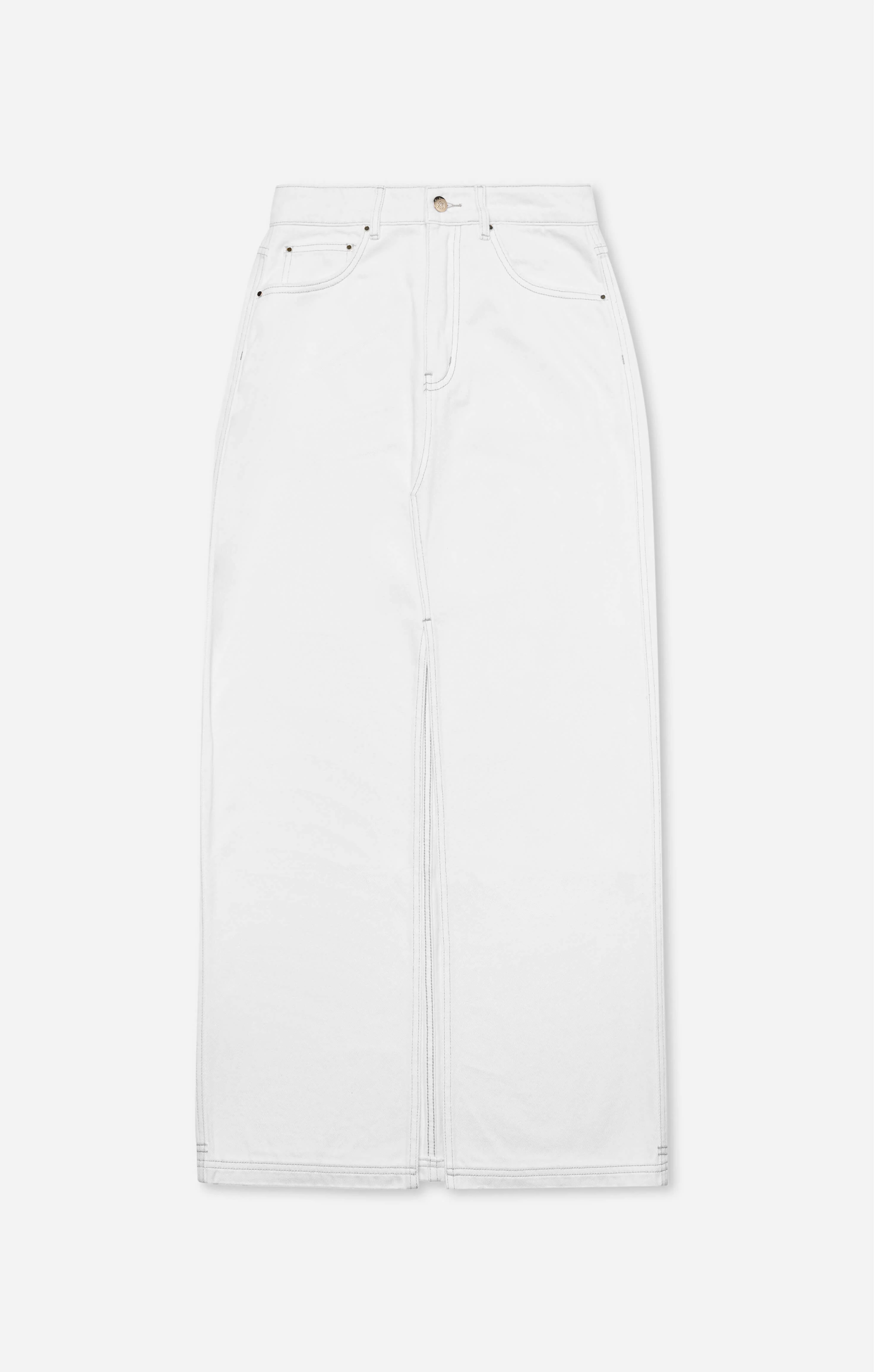 THE DENIM MAXI SKIRT - CRISP WHITE - Image 8