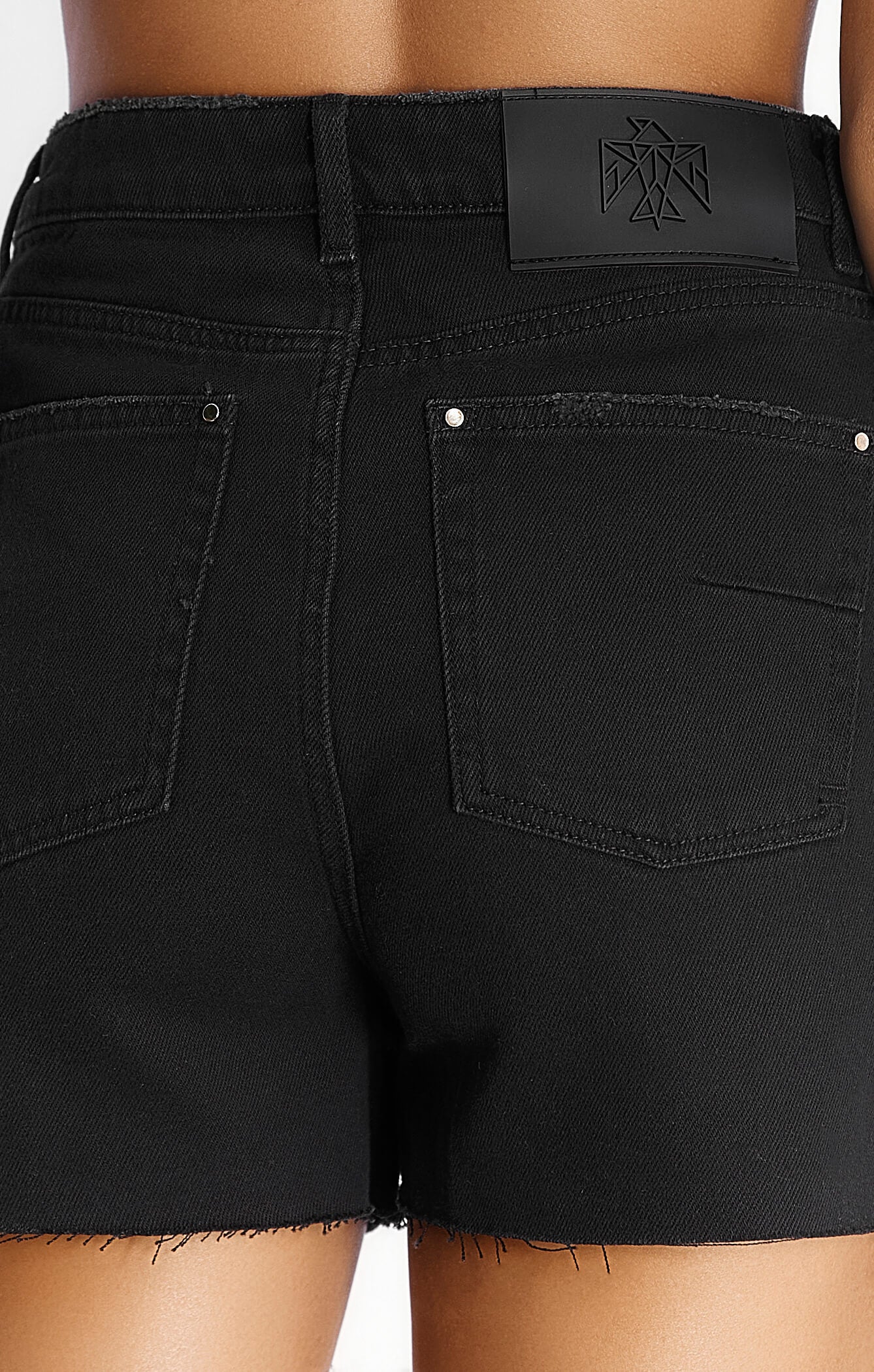 THE HIGH RISE DENIM CUT-OFF SHORT - WASHED BLACK - Image 4