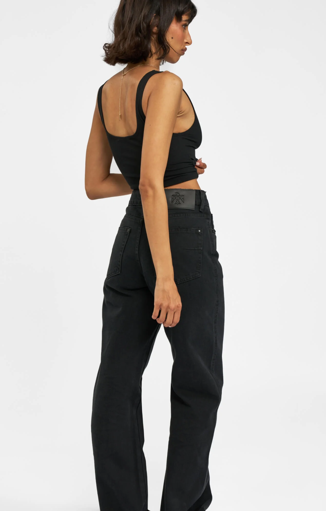 THE HIGH RISE STRAIGHT LEG JEAN - WASHED BLACK - Image 4
