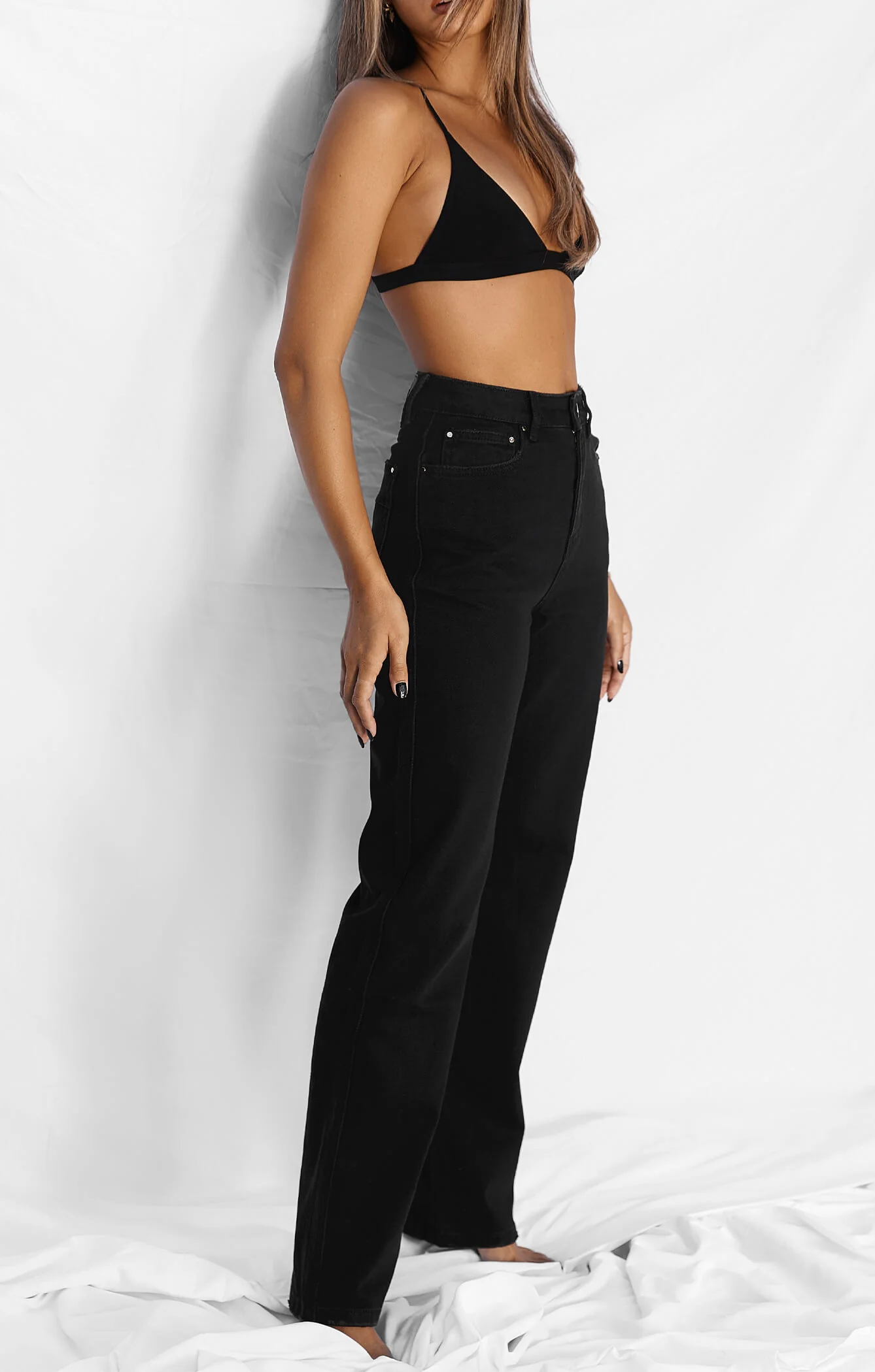 THE HIGH RISE DENIM STRAIGHT LEG JEAN - WASHED BLACK - Image 3