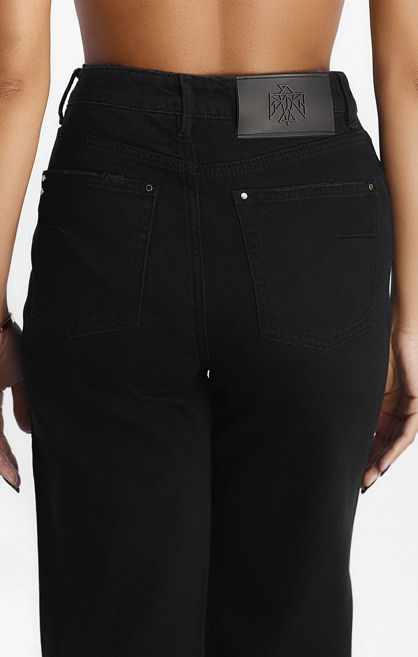 THE HIGH RISE DENIM STRAIGHT LEG JEAN - WASHED BLACK - Image 4
