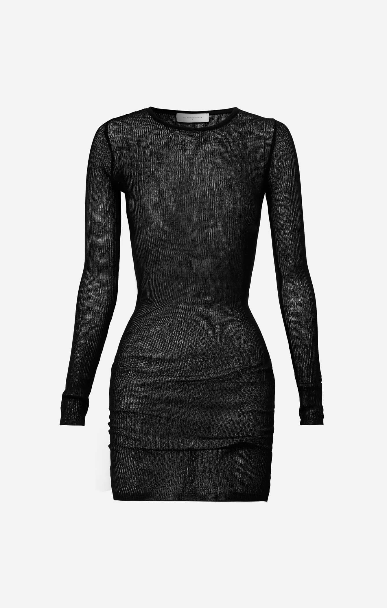 THE KNITTED LONG SLEEVE DRESS - BLACK - Image 6