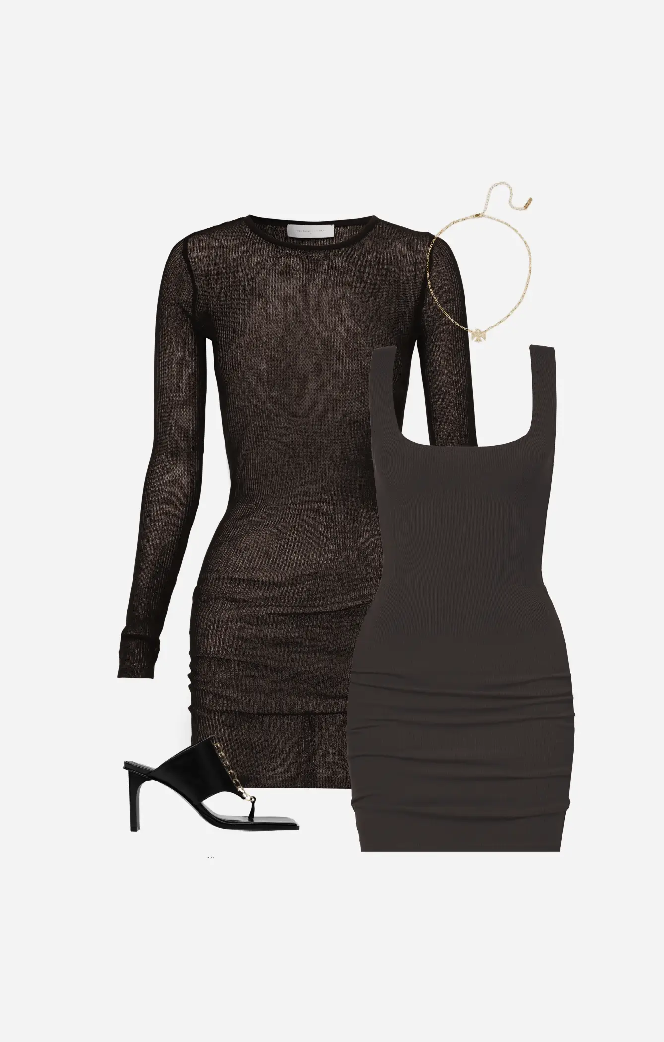 THE KNITTED LONG SLEEVE DRESS - ESPRESSO - Image 9