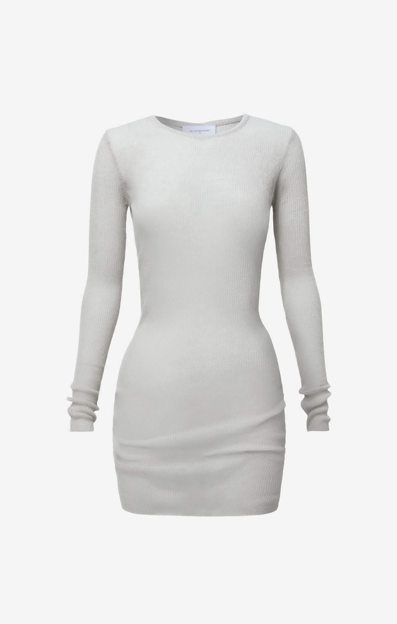 THE KNITTED LONG SLEEVE DRESS - STONE - Image 7