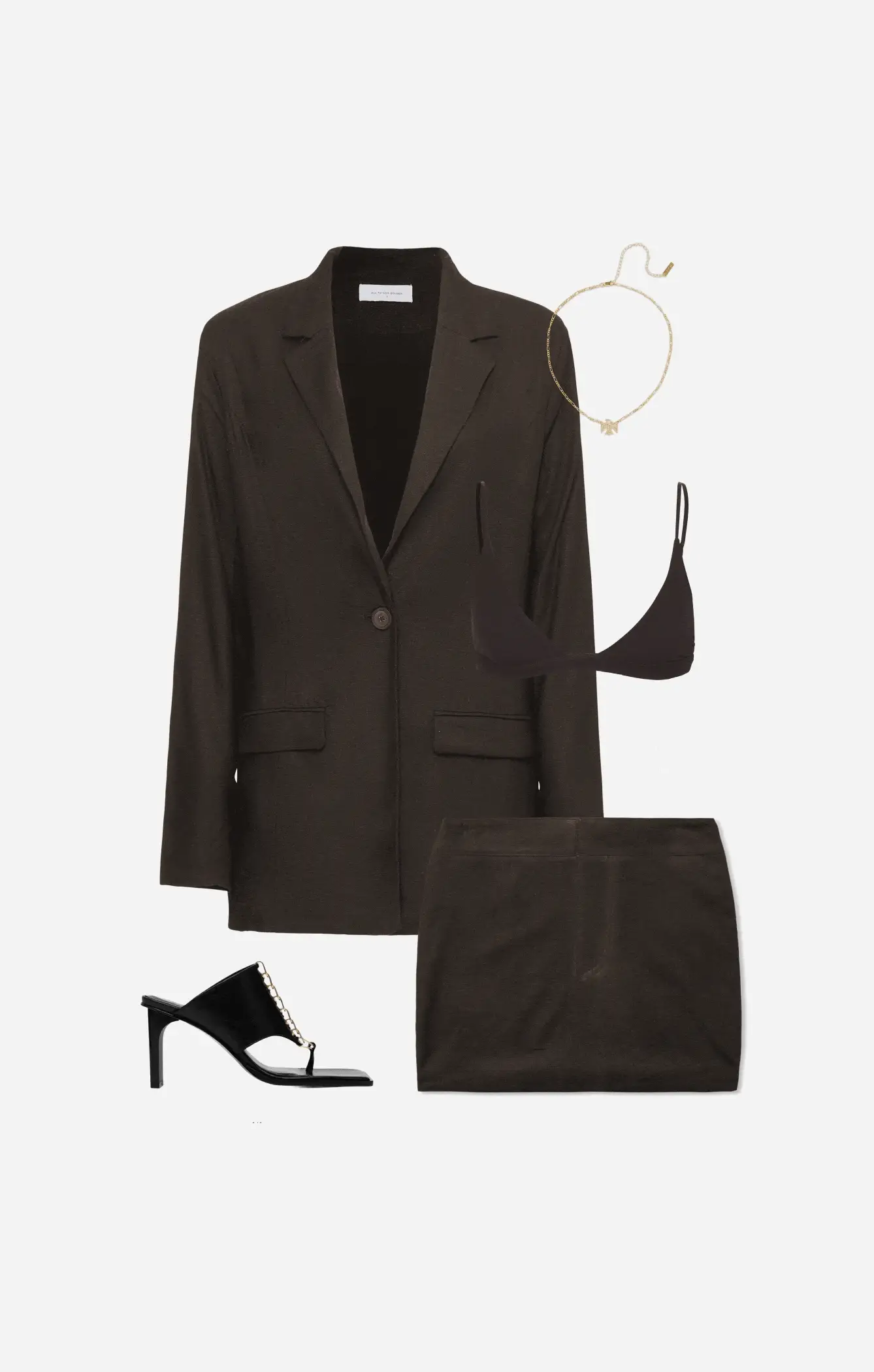 THE LINEN LOW RISE MINI SKIRT - ESPRESSO - Image 8