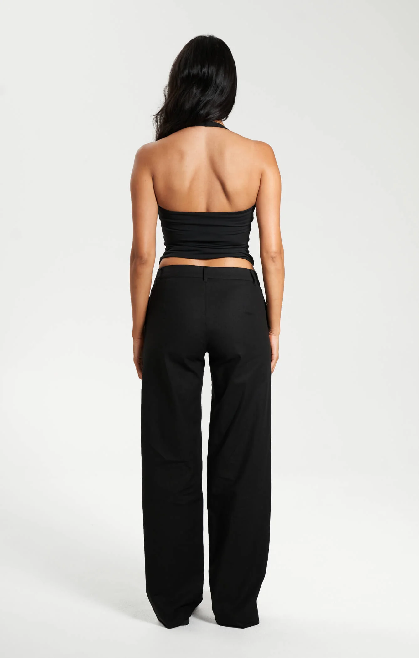 THE LINEN LOW RISE PANT - BLACK - Image 4
