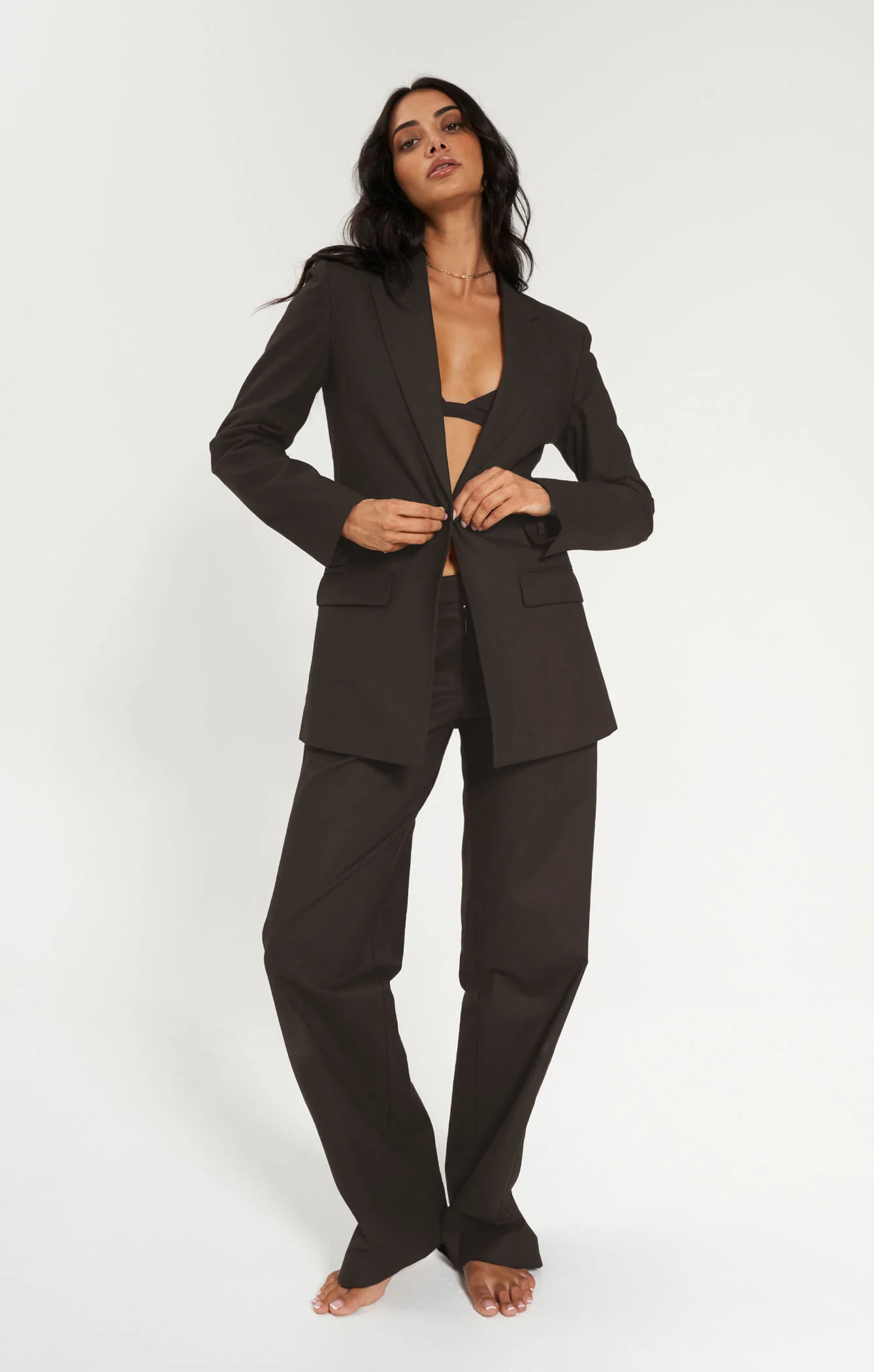 THE LINEN LOW RISE PANT - ESPRESSO - Image 5
