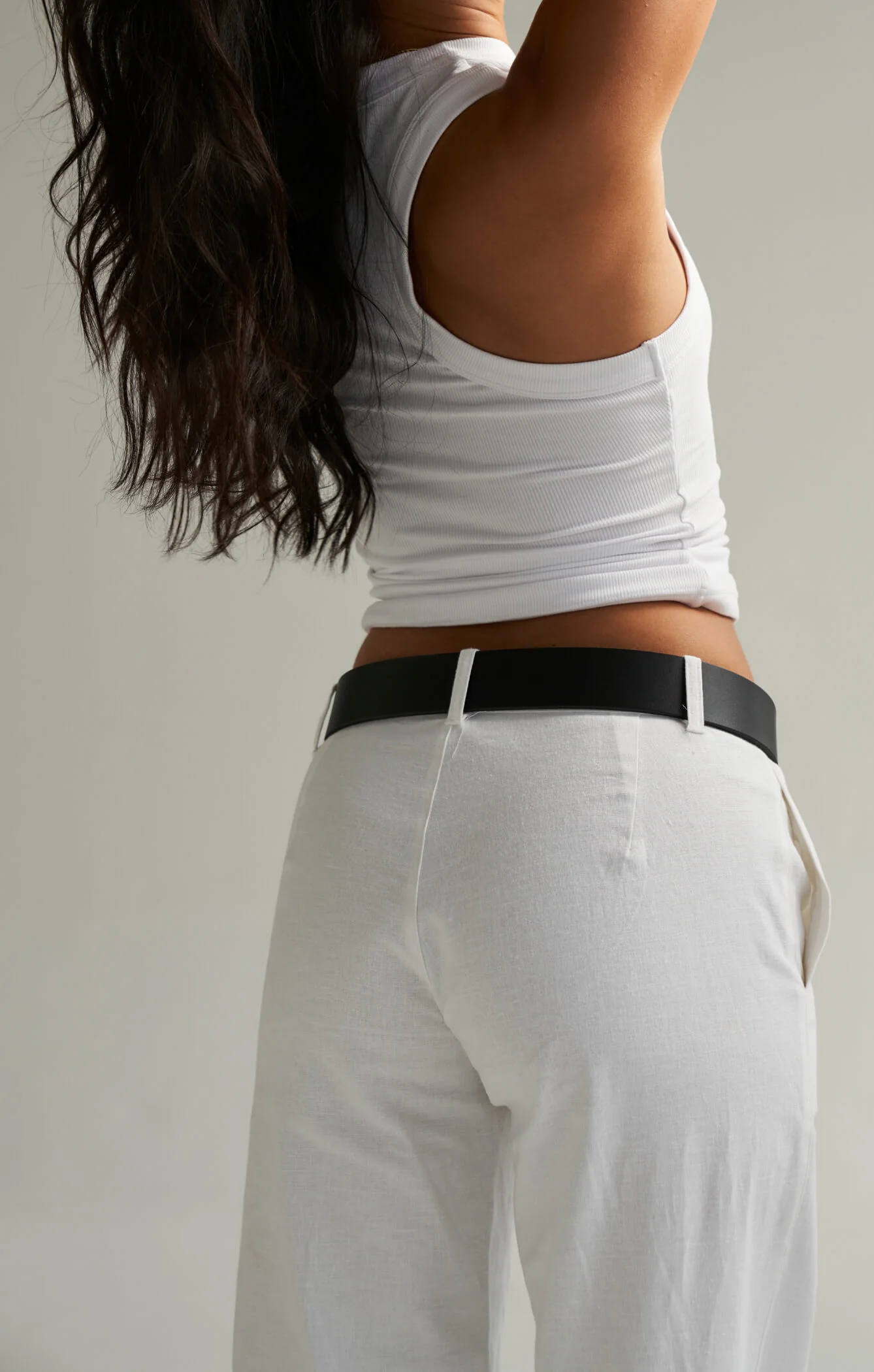 THE LINEN LOW RISE PANT - WHITE - Image 5