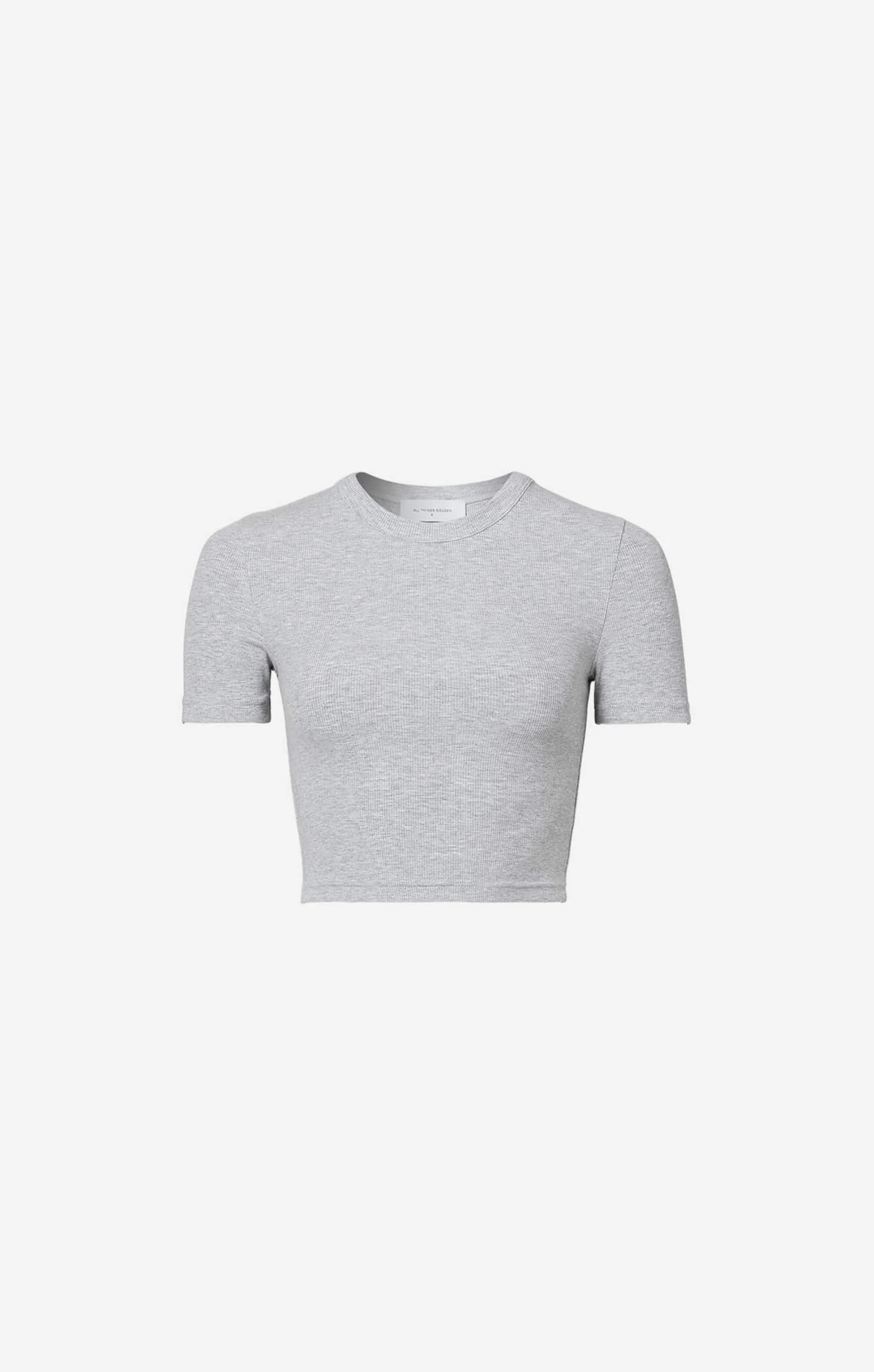 THE LUXE RIB BABY CROP TEE - MID GREY - Image 6