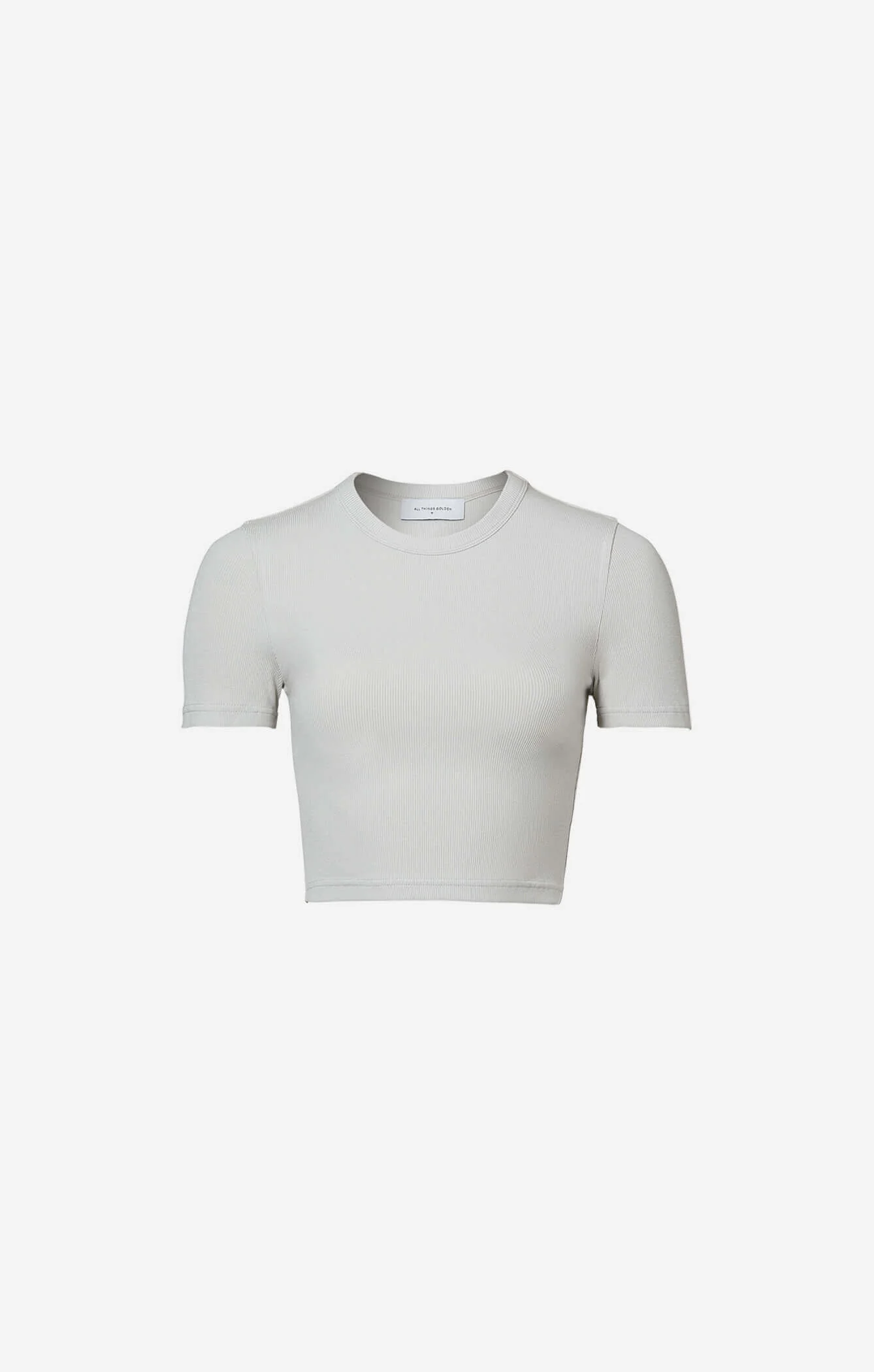 THE LUXE RIB BABY CROP TEE - STONE - Image 7