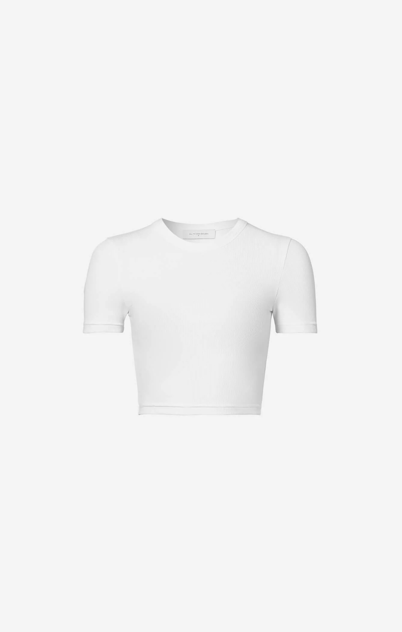 THE LUXE RIB BABY CROP TEE - WHITE - Image 6