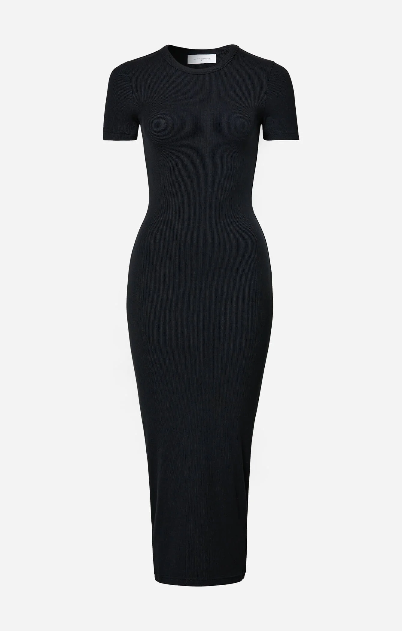 THE LUXE RIB BABY MIDI DRESS - BLACK - Image 5