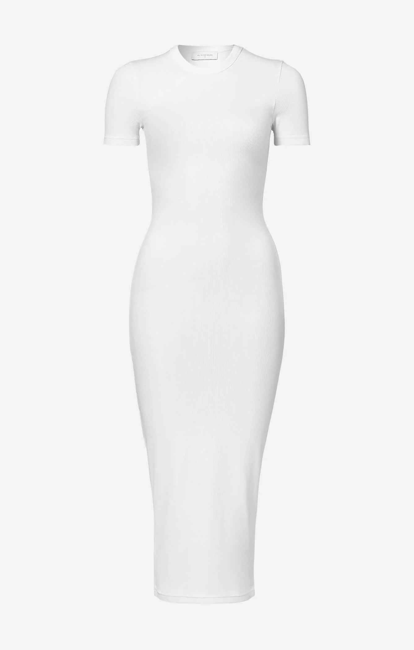 THE LUXE RIB BABY MIDI DRESS - WHITE - Image 4