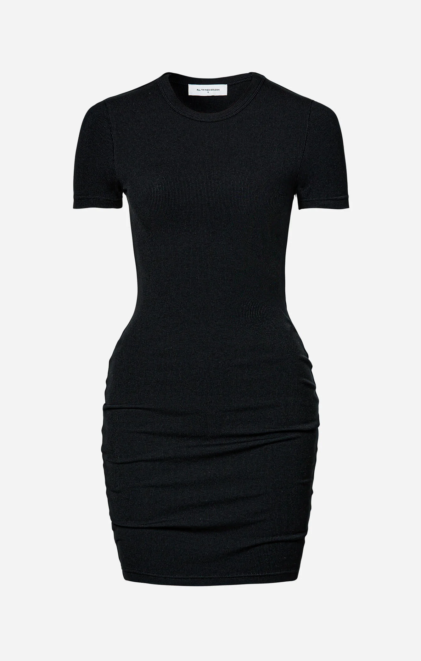THE LUXE RIB BABY MINI DRESS - BLACK - Image 6