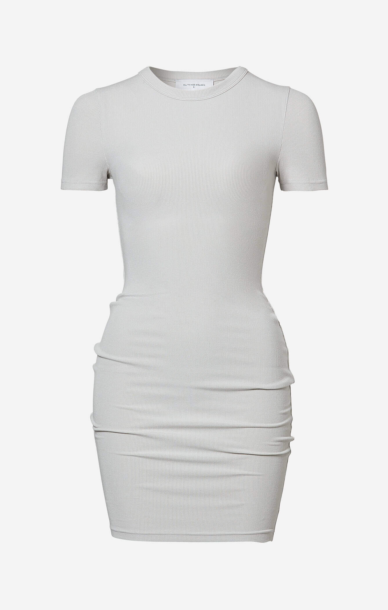 THE LUXE RIB BABY MINI DRESS - STONE - Image 9