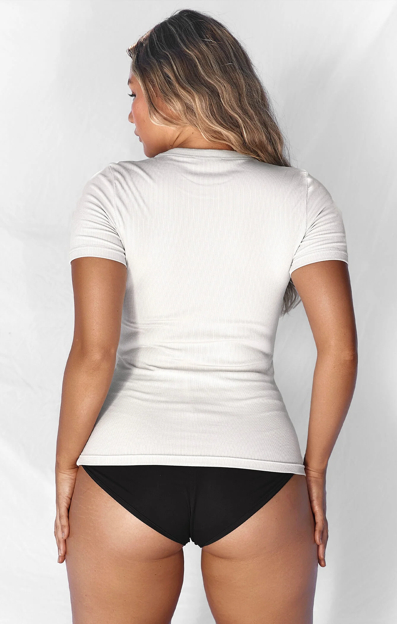 THE LUXE RIB BABY TEE - STONE - Image 4