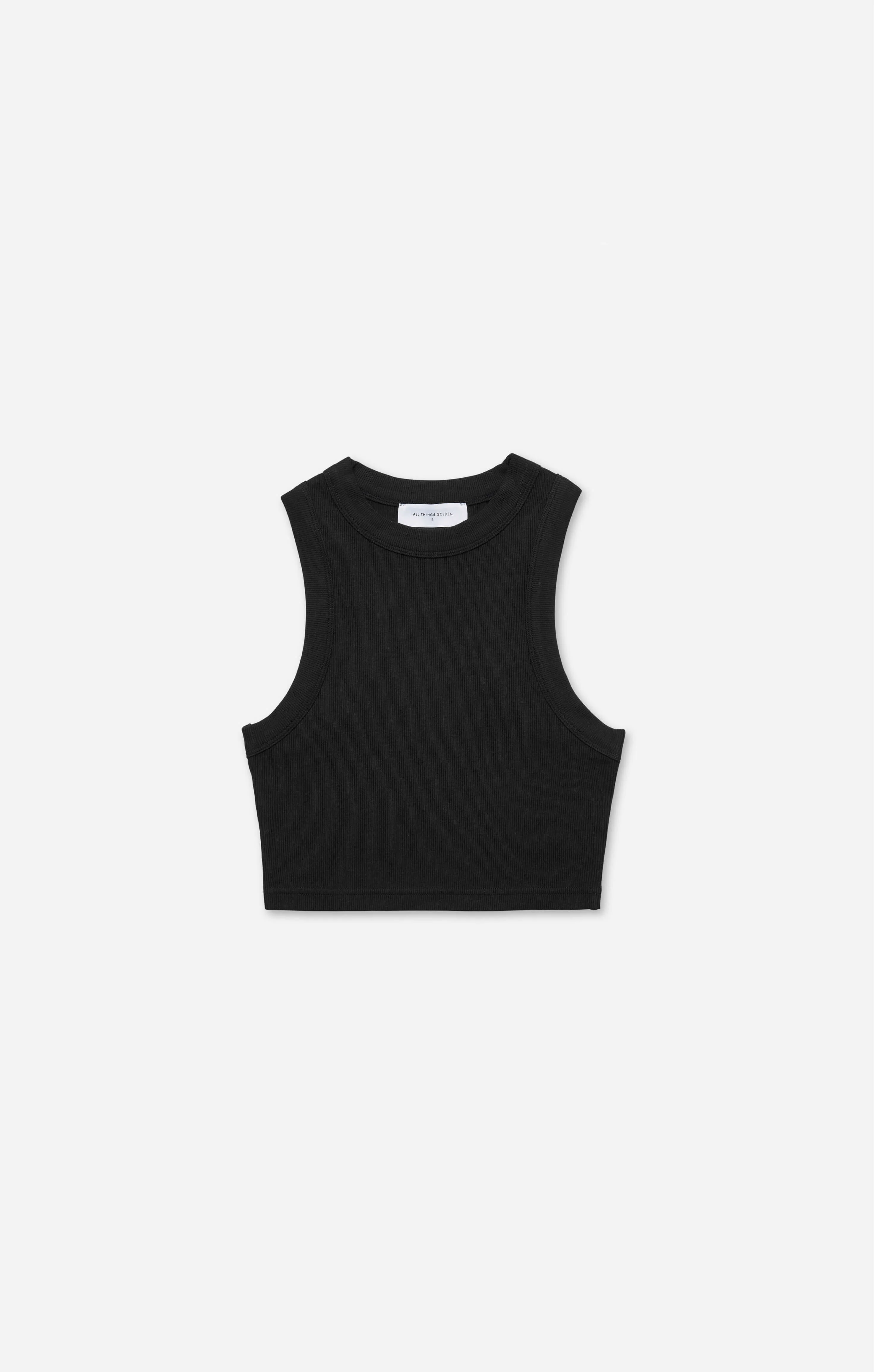 THE LUXE RIB HIGH NECK CROP - BLACK - Image 7