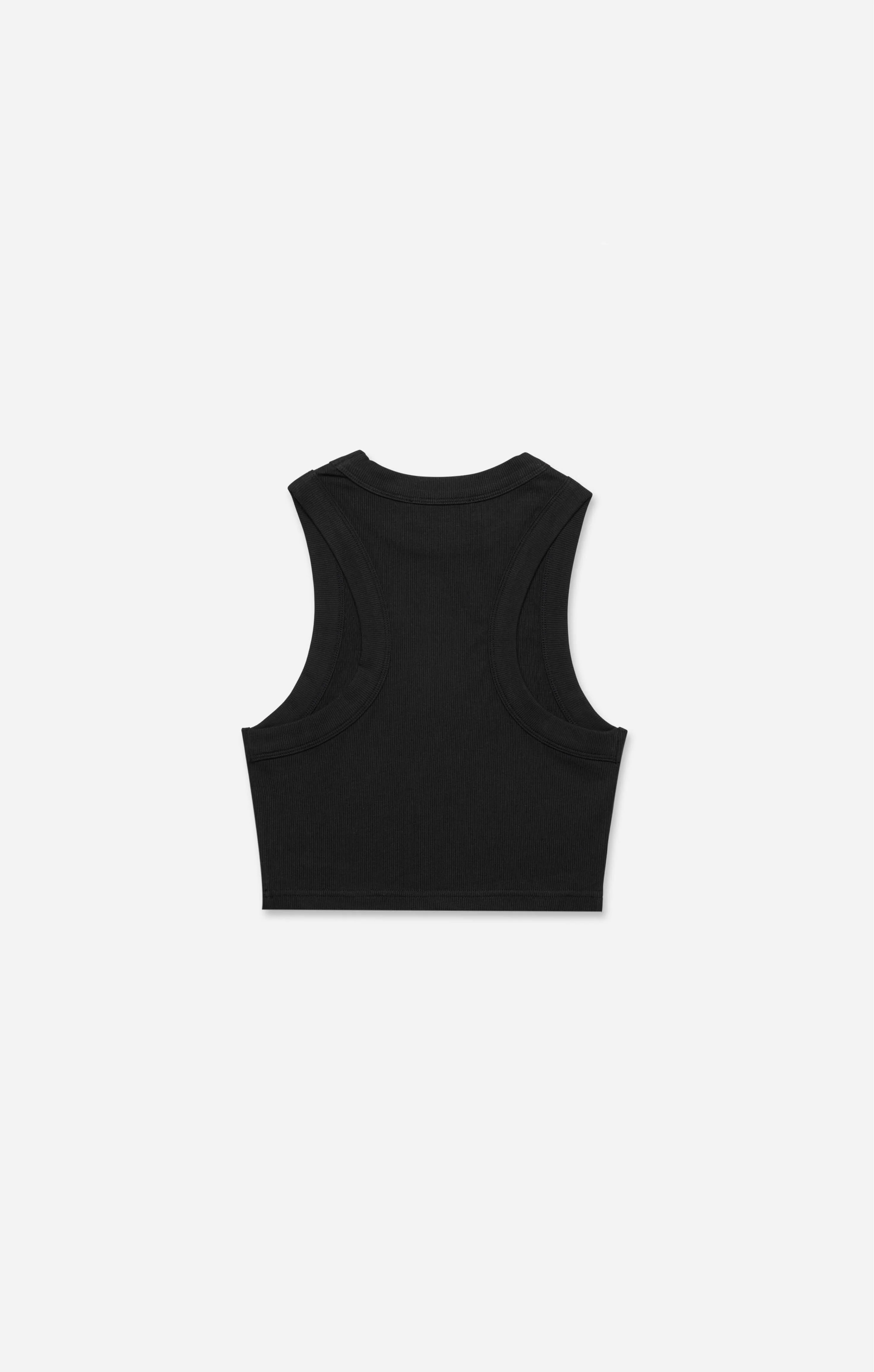 THE LUXE RIB HIGH NECK CROP - BLACK - Image 8