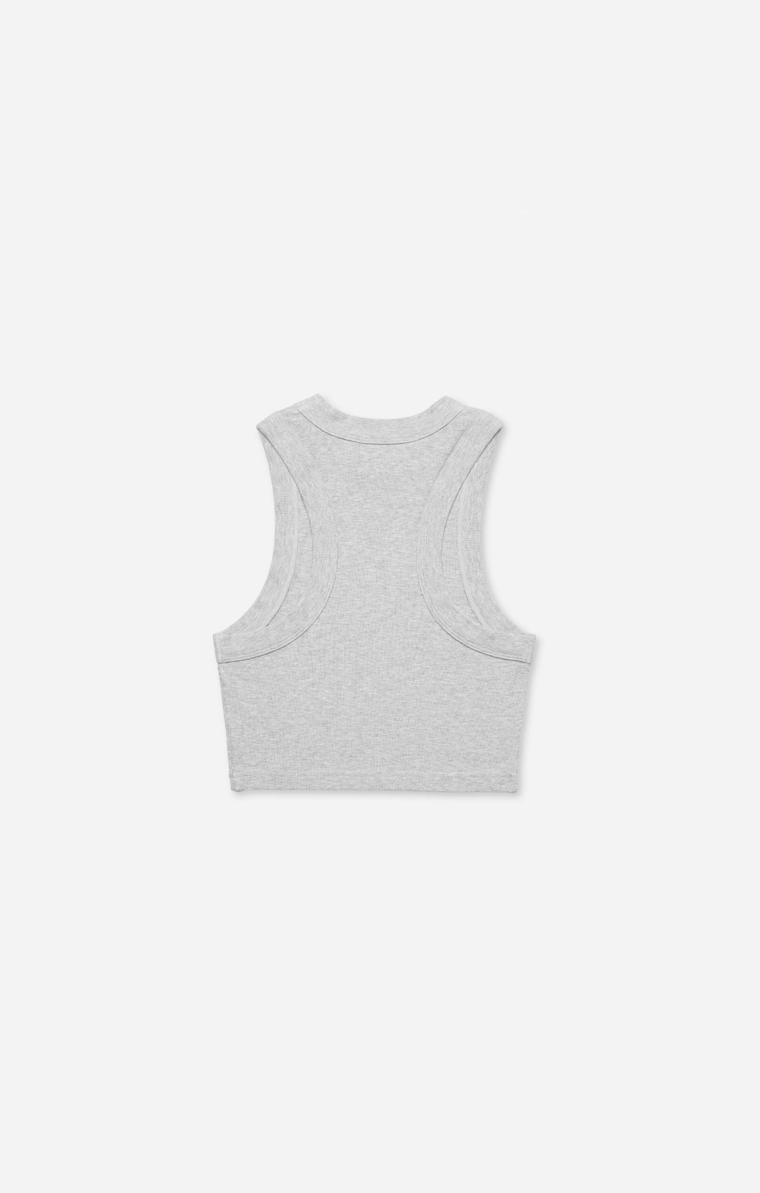 THE LUXE RIB HIGH NECK CROP - MID GREY - Image 7