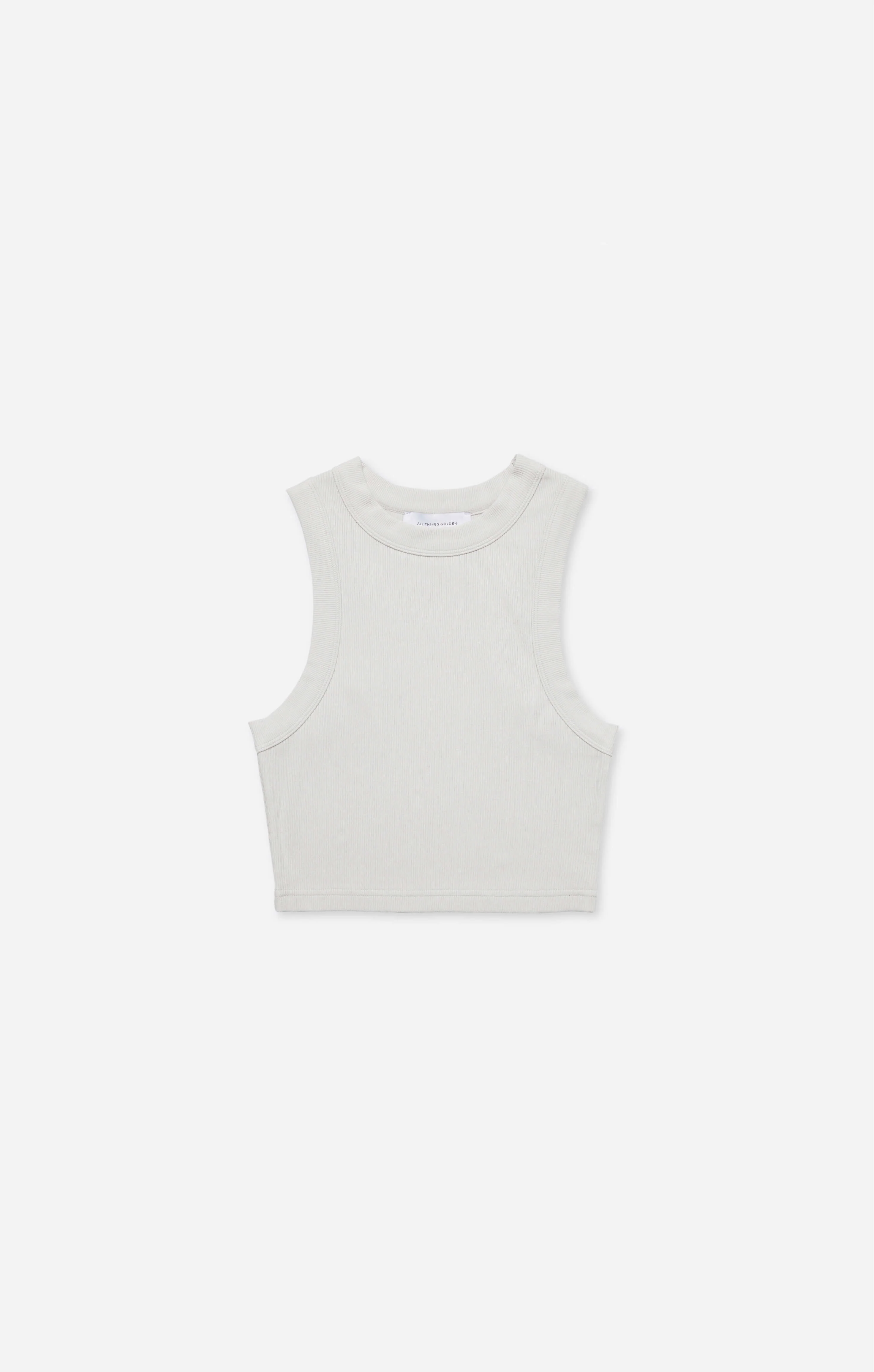 THE LUXE RIB HIGH NECK CROP - STONE - Image 7