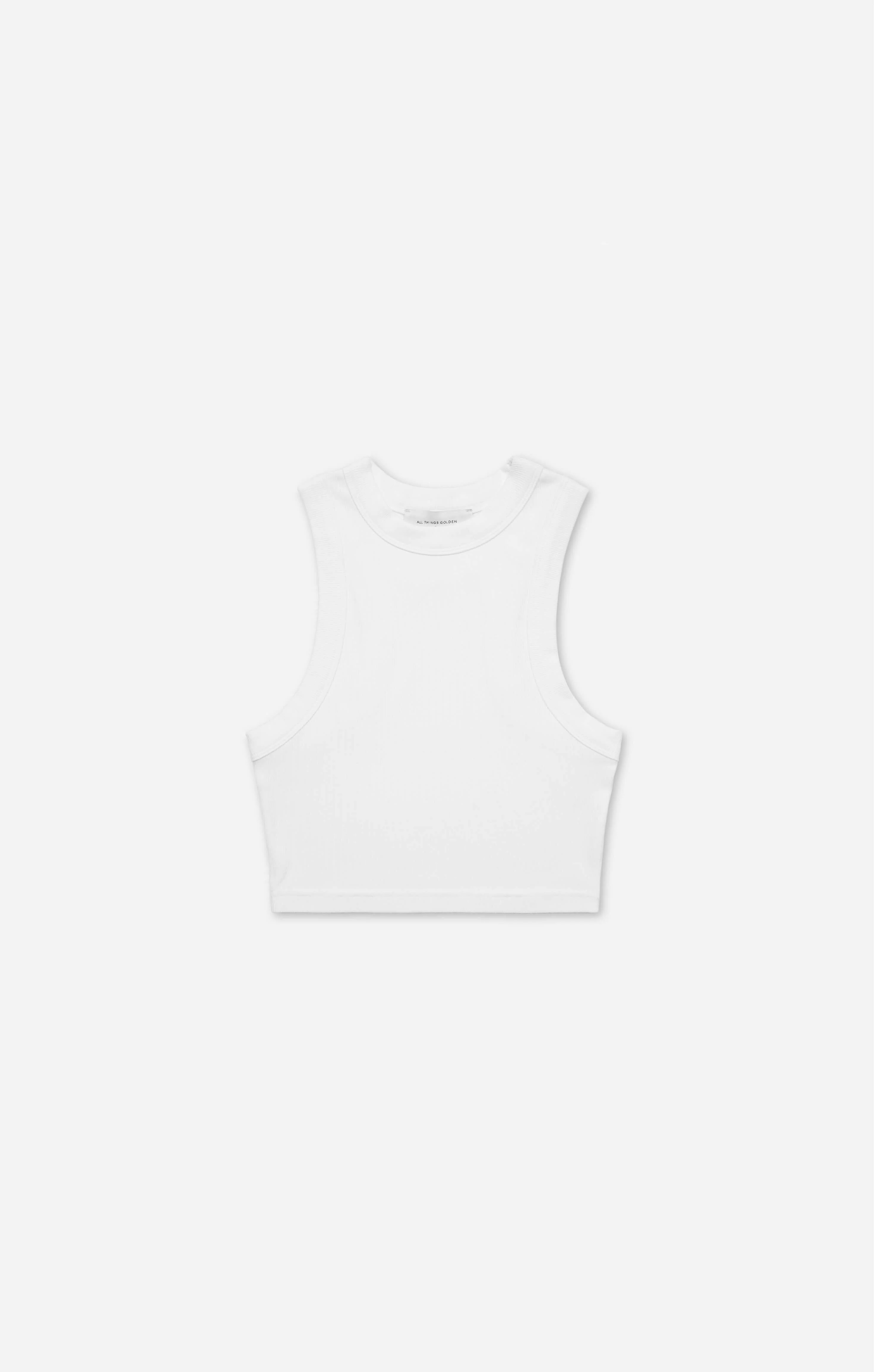 THE LUXE RIB HIGH NECK CROP - WHITE - Image 7