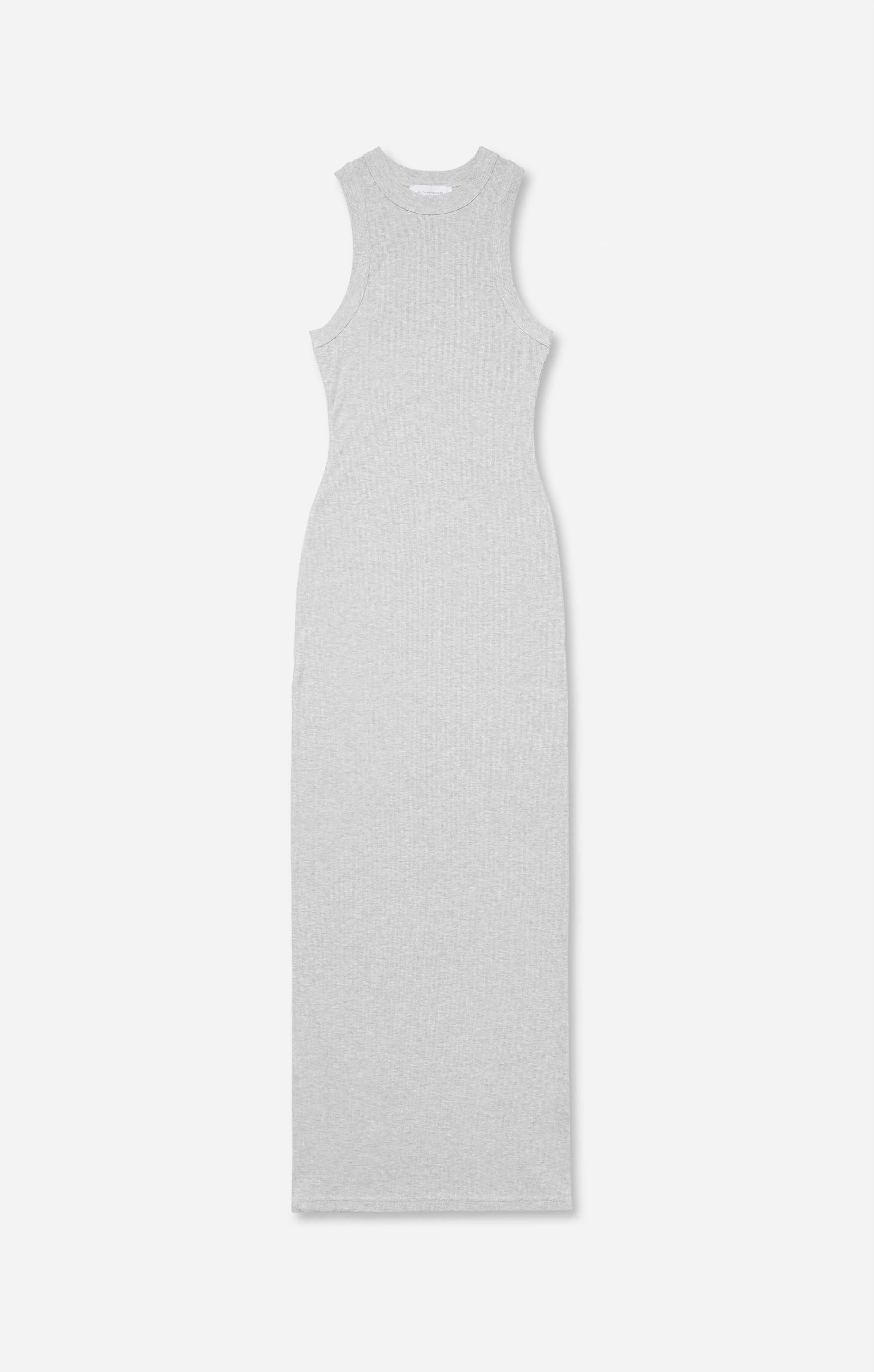 THE LUXE RIB HIGH NECK MIDI DRESS - MID GREY - Image 5
