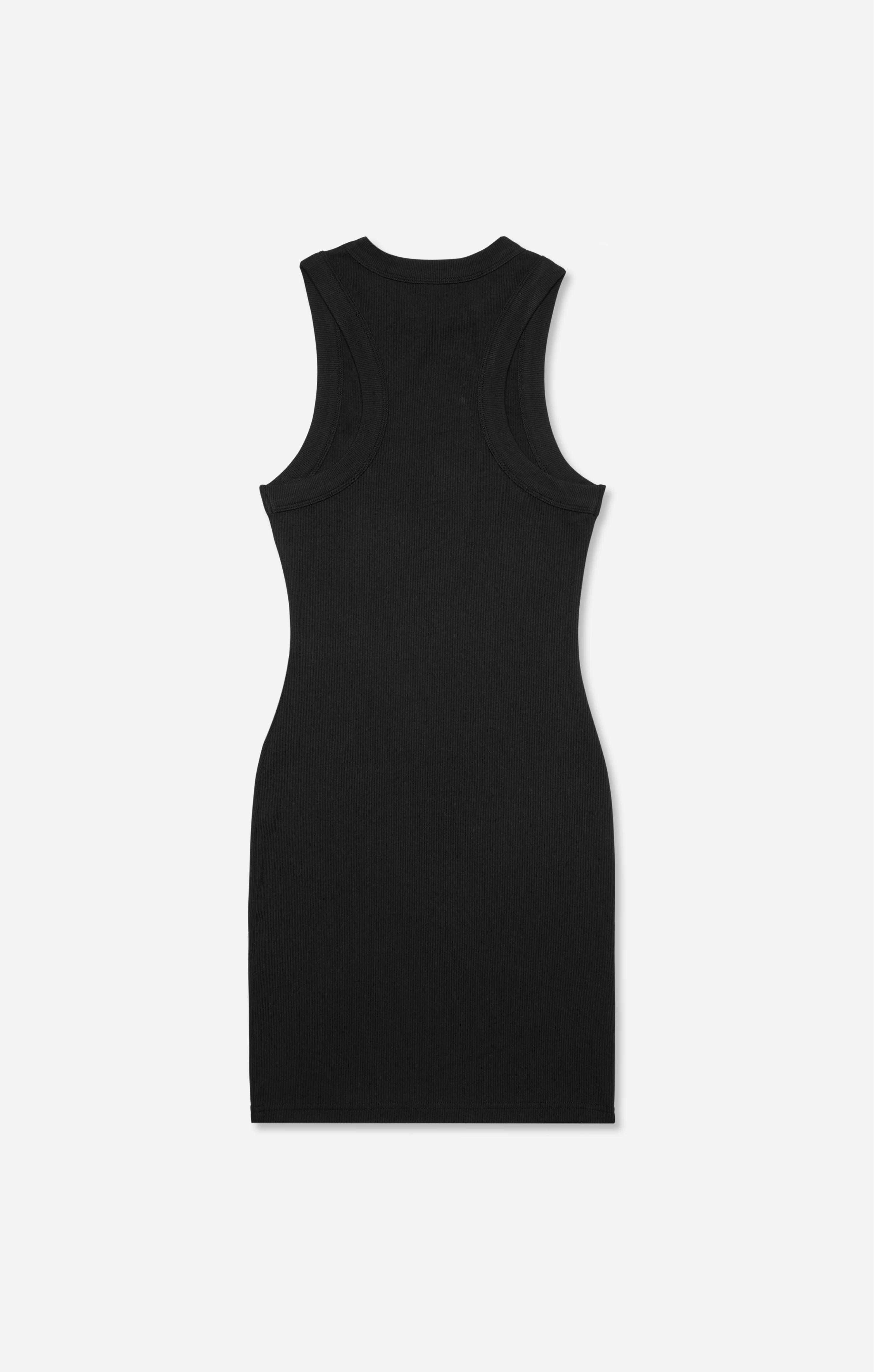 THE LUXE RIB HIGH NECK MINI DRESS- BLACK - Image 8