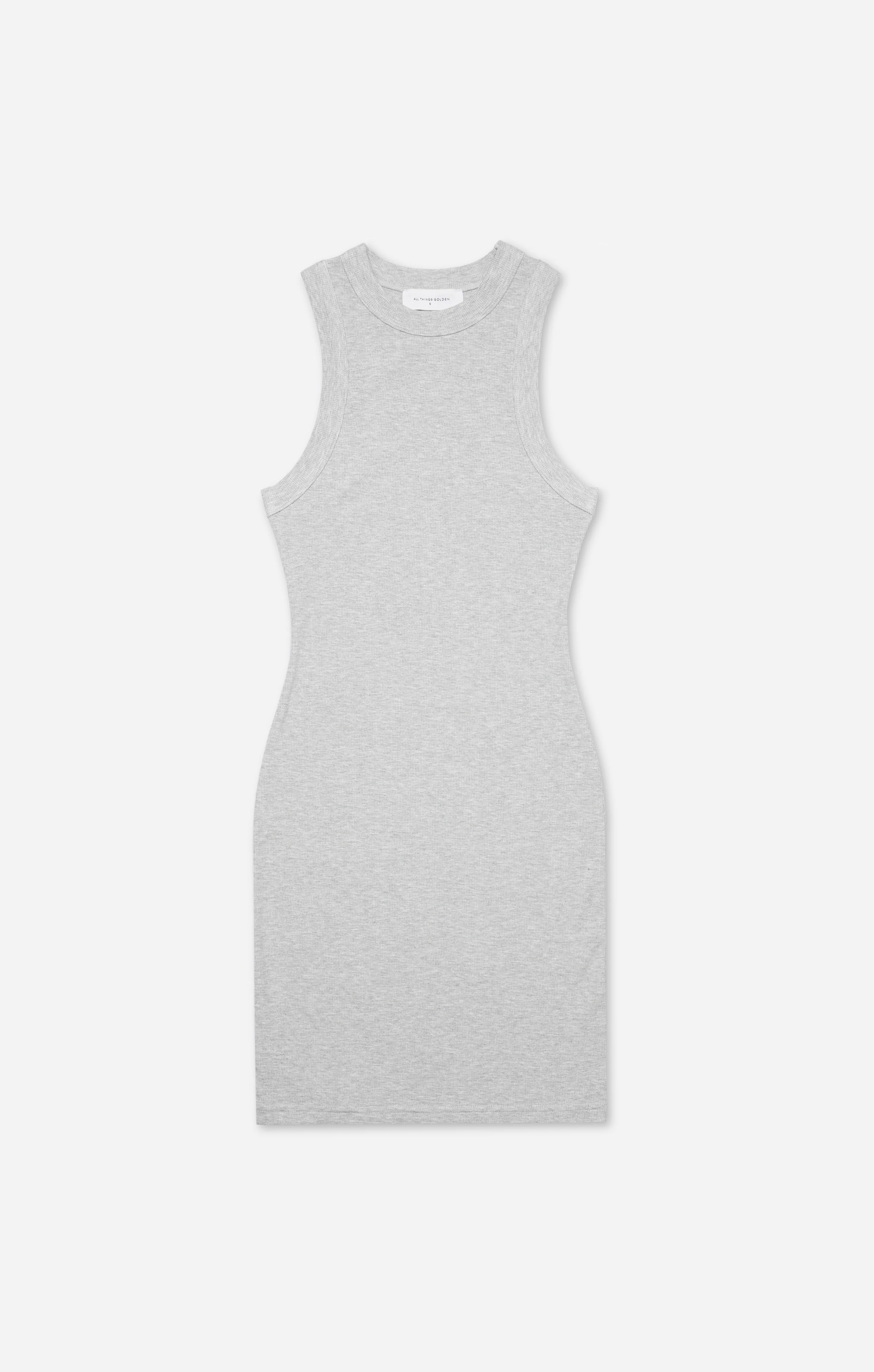 THE LUXE RIB HIGH NECK MINI DRESS- MID GREY - Image 9