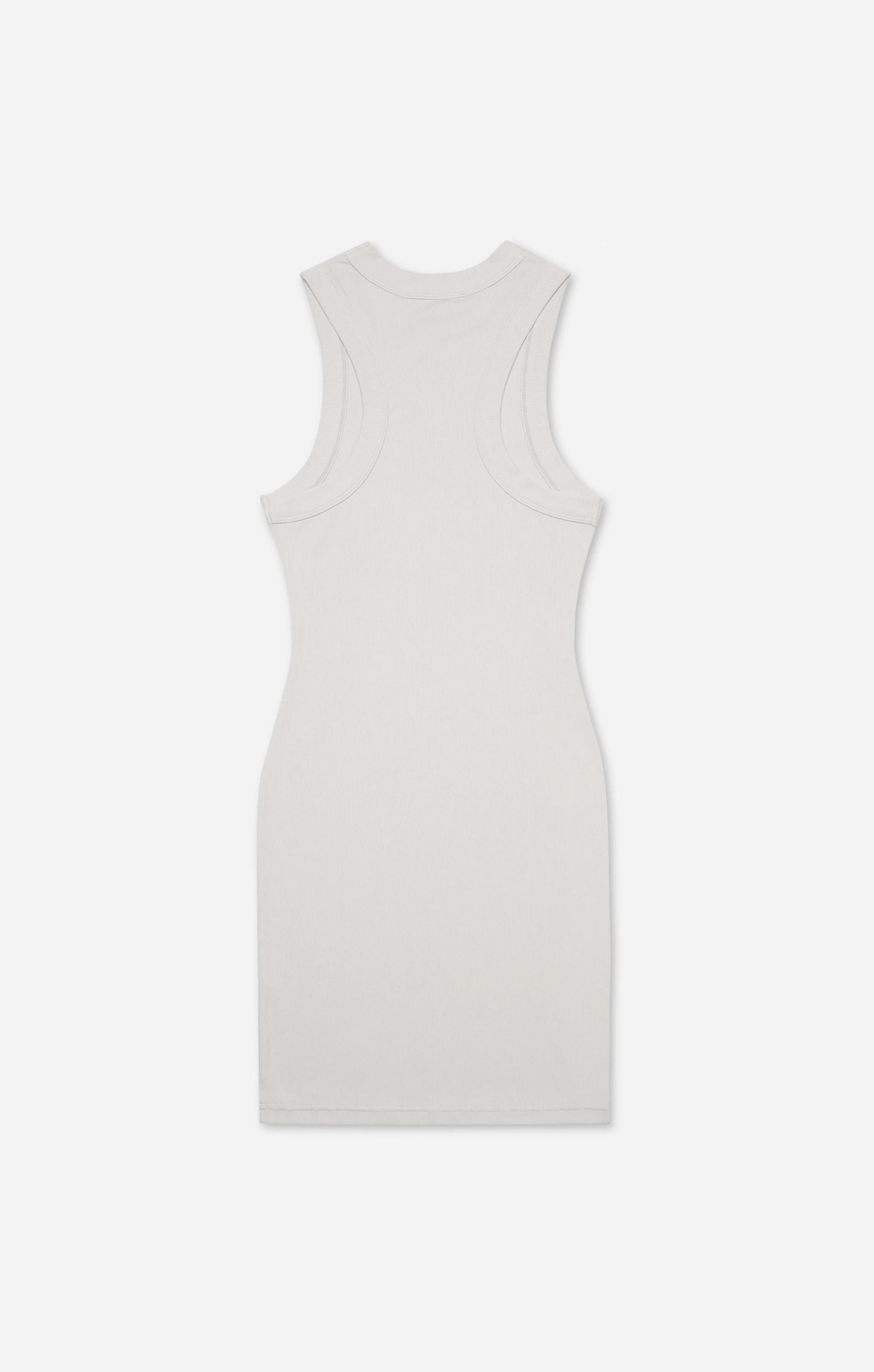 THE LUXE RIB HIGH NECK MINI DRESS - STONE - Image 9