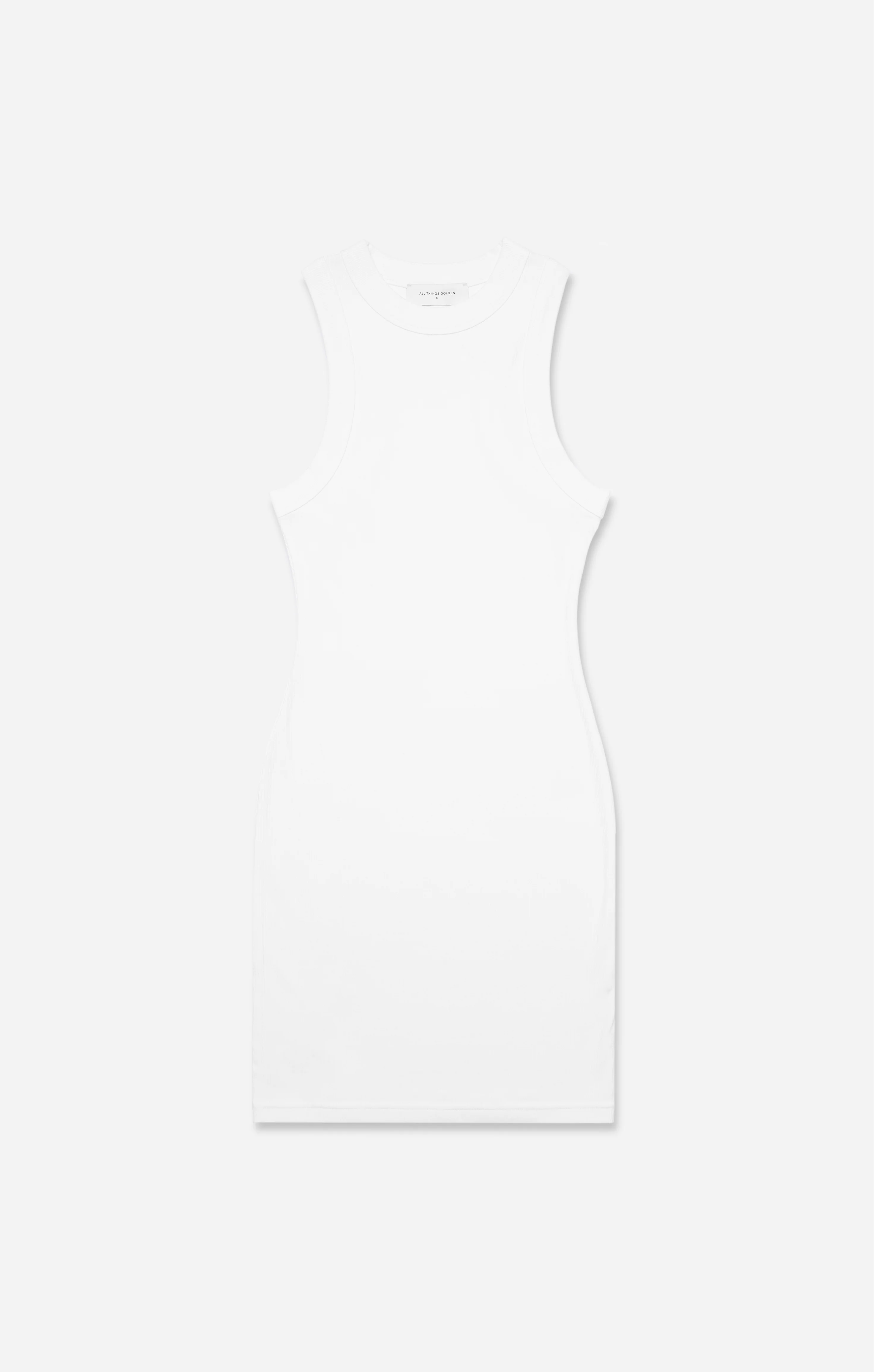 THE LUXE RIB HIGH NECK MINI DRESS - WHITE - Image 7