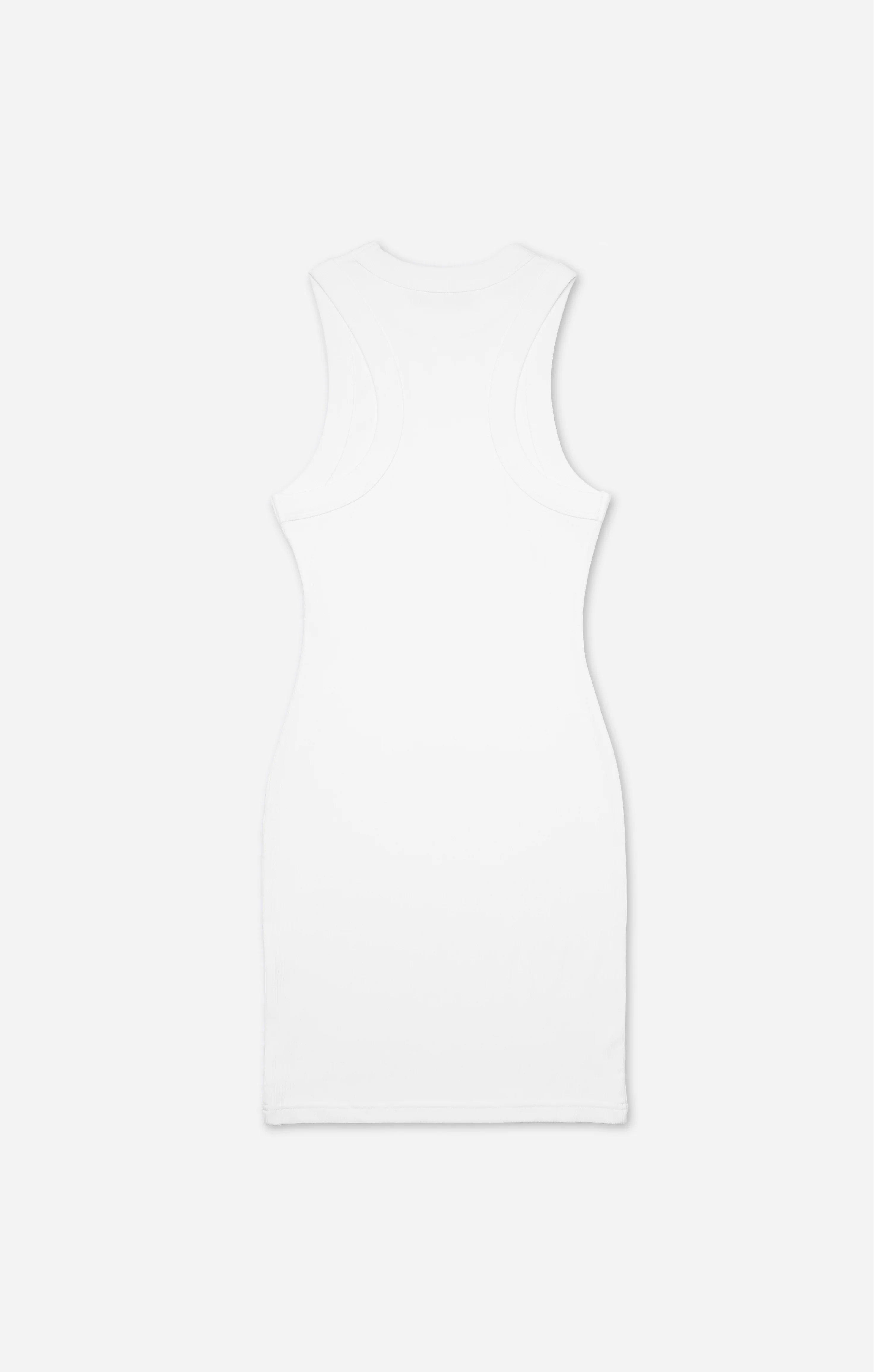 THE LUXE RIB HIGH NECK MINI DRESS - WHITE - Image 8