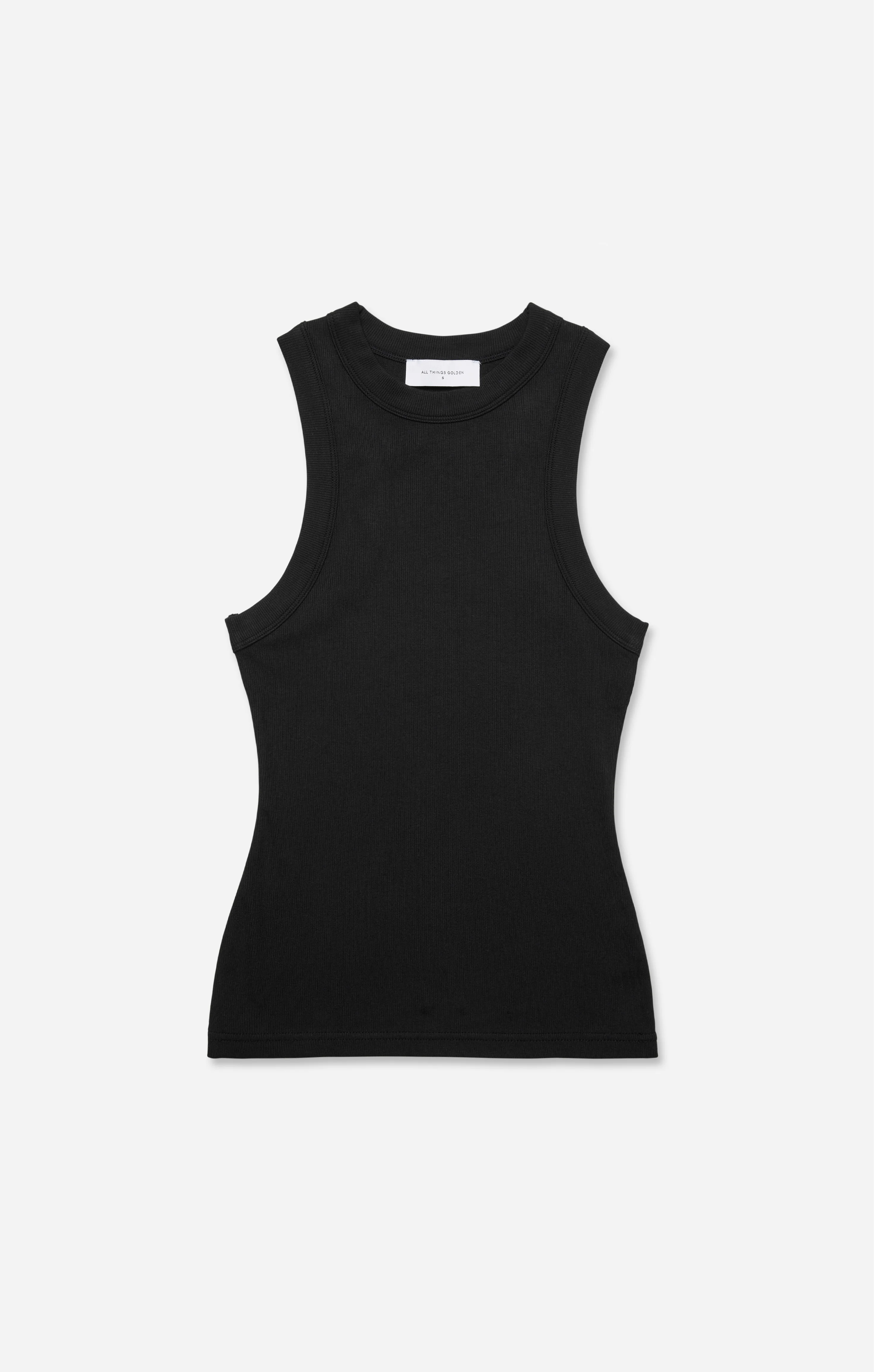 THE LUXE RIB HIGH NECK TANK - BLACK - Image 6