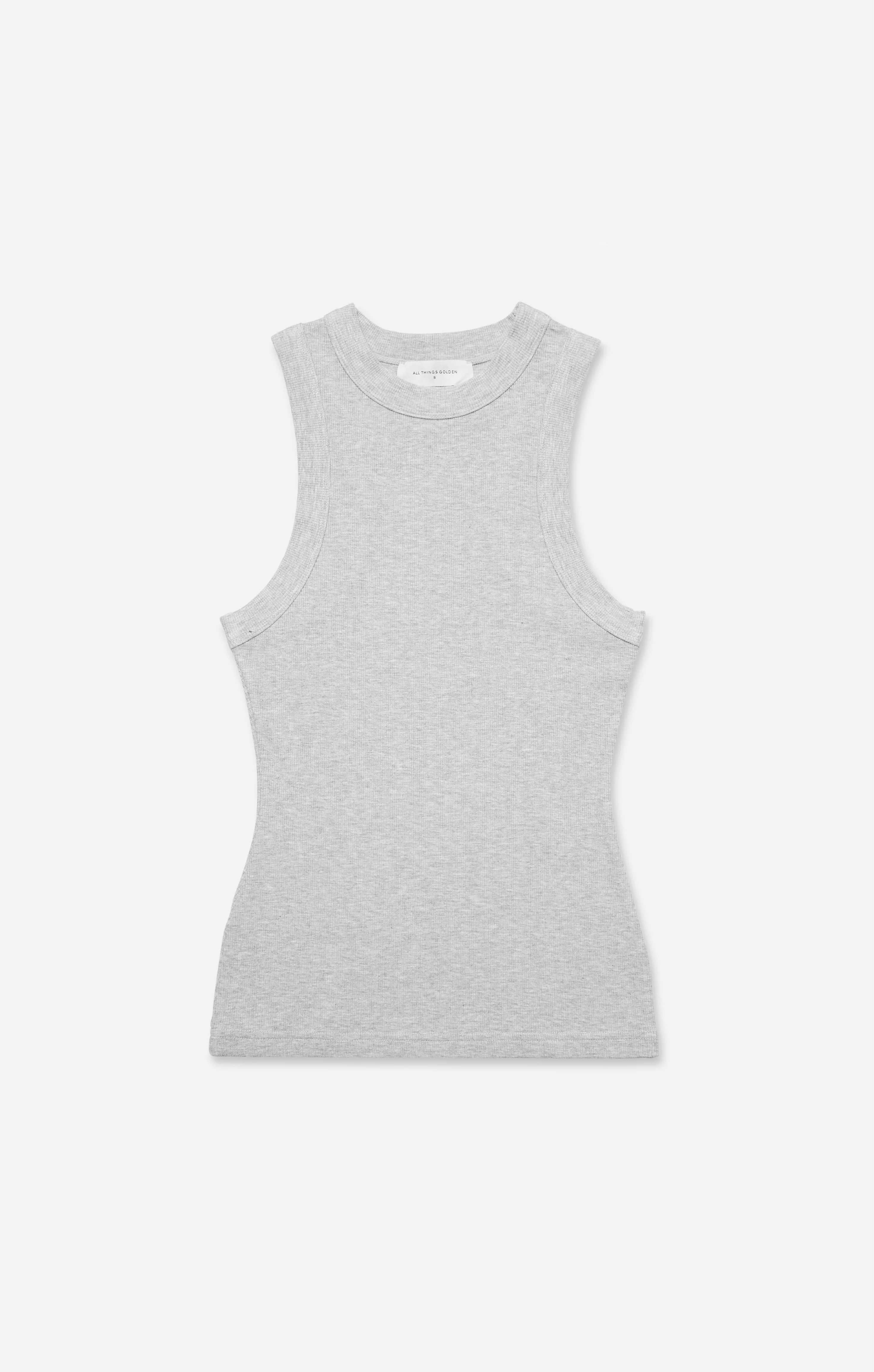 THE LUXE RIB HIGH NECK TANK - MID GREY - Image 6