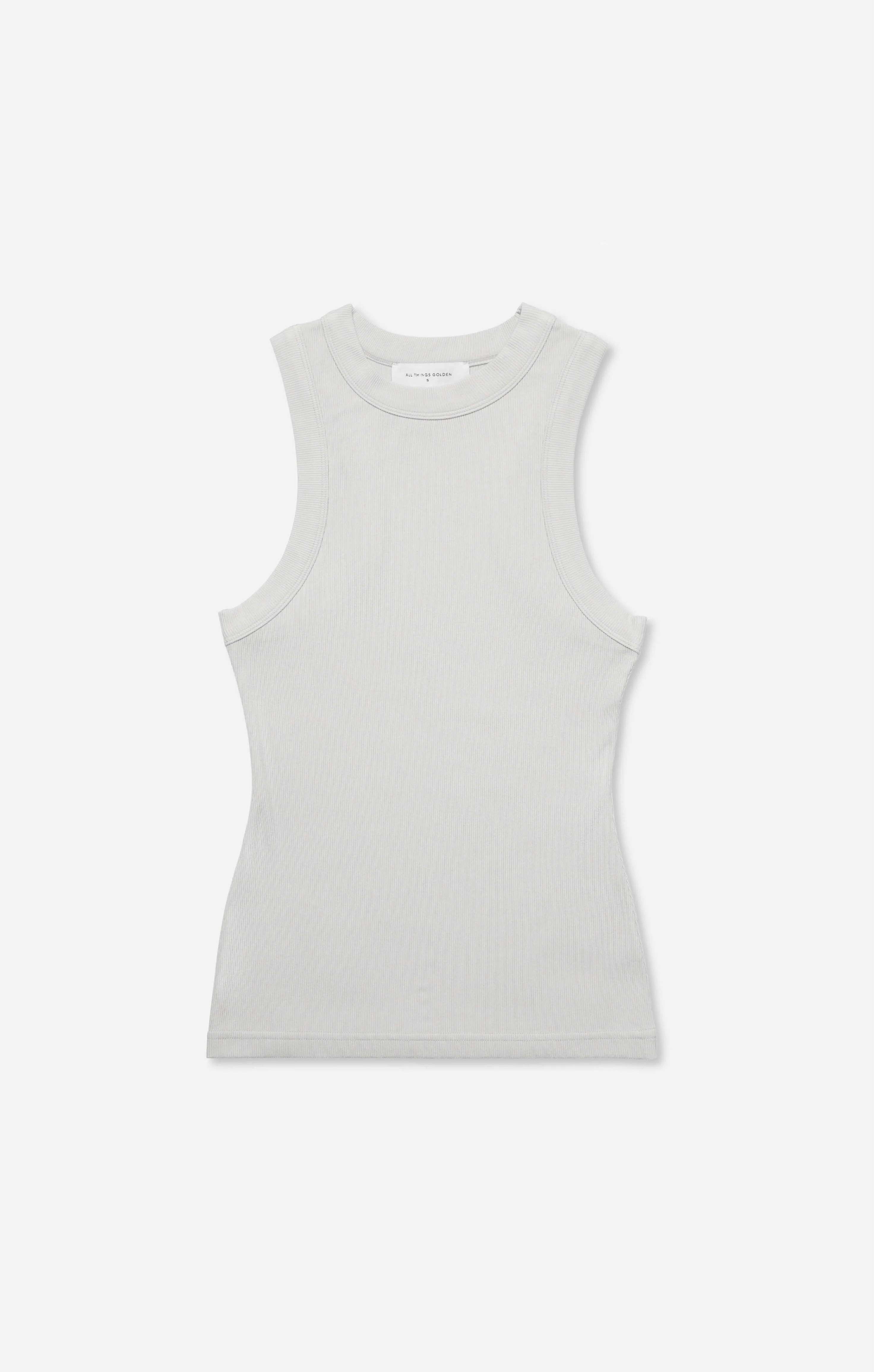 THE LUXE RIB HIGH NECK TANK - STONE - Image 9