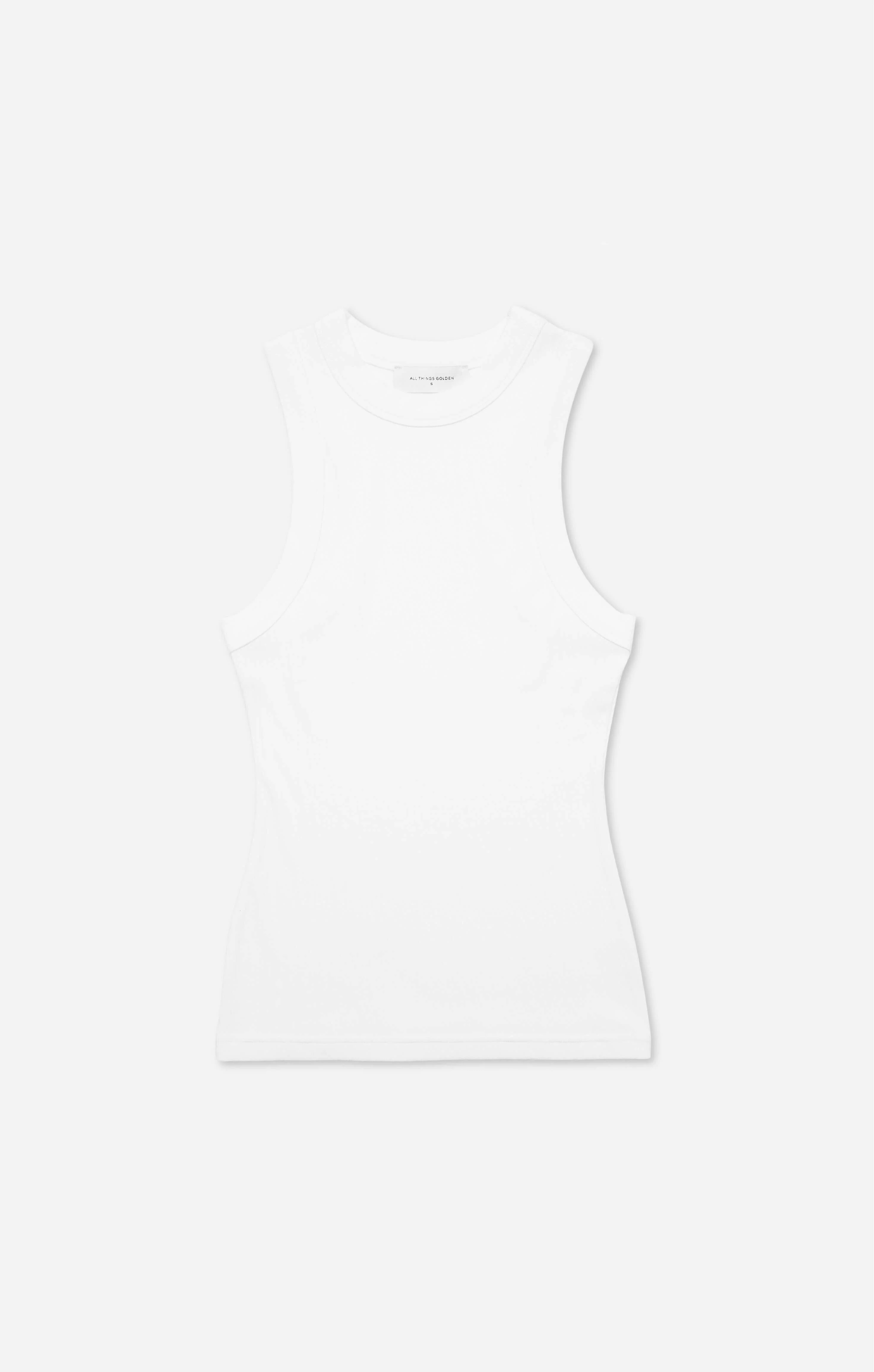 THE LUXE RIB HIGH NECK TANK - WHITE - Image 8