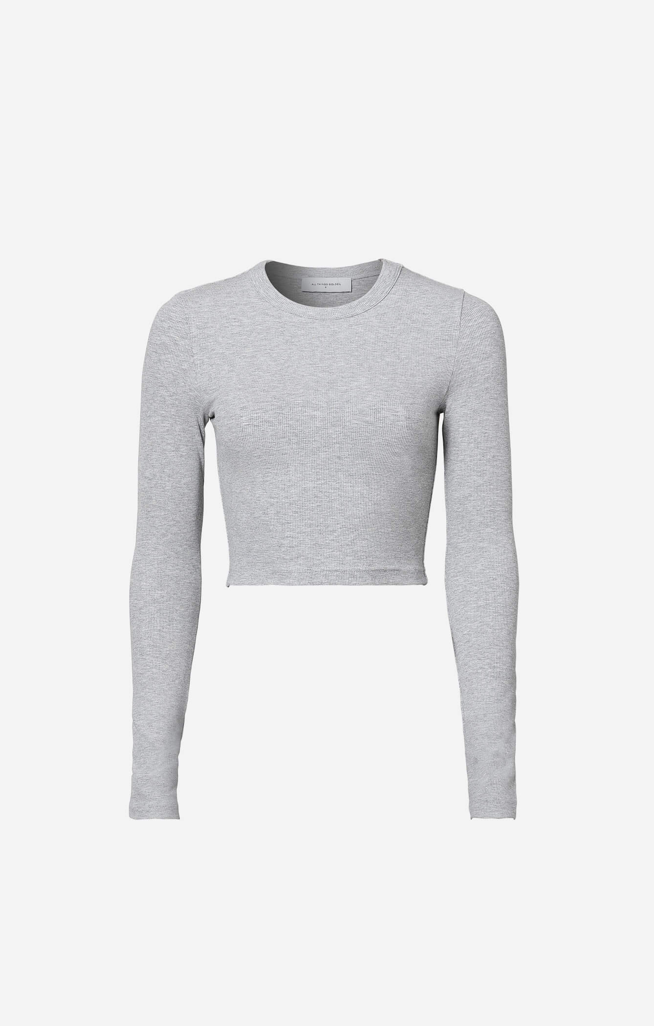 THE LUXE RIB LONG SLEEVE CROP - MID GREY - Image 6