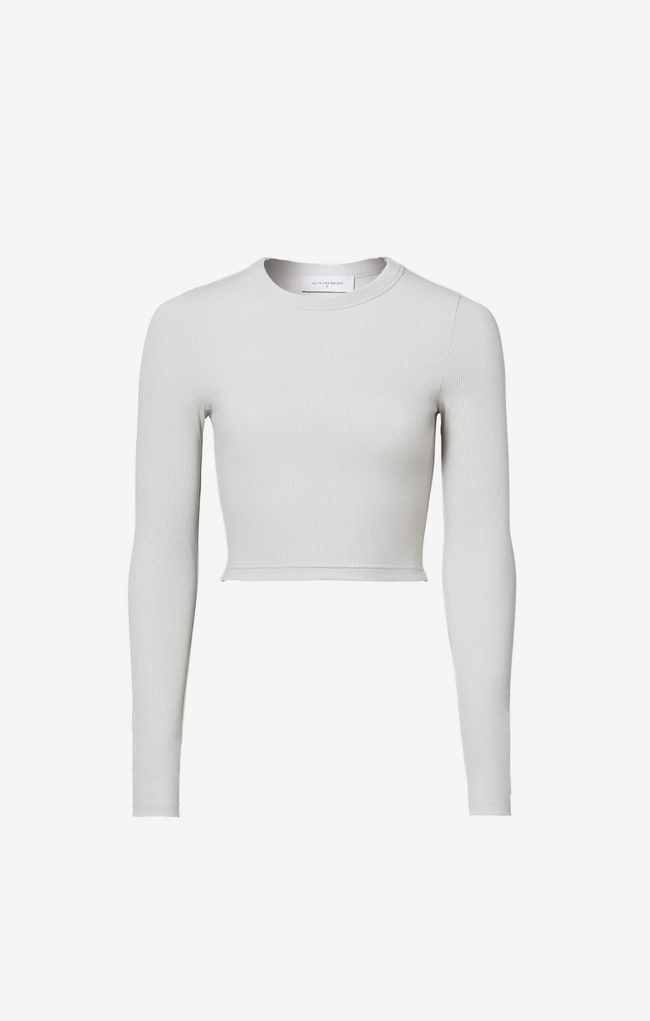 THE LUXE RIB LONG SLEEVE CROP - STONE - Image 5