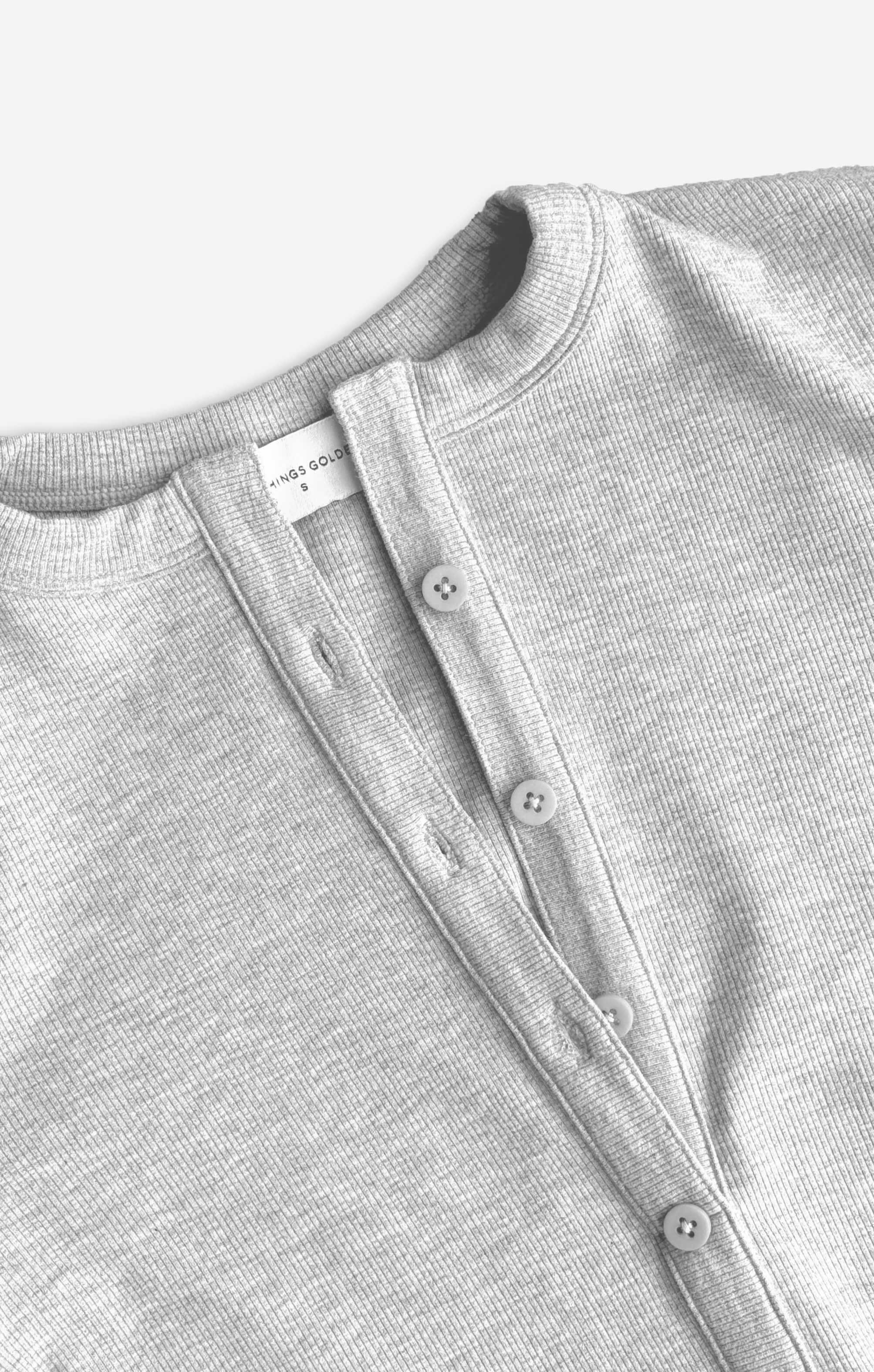 THE LUXE RIB LONG SLEEVE HENLEY BODYSUIT - MID GREY - Image 8