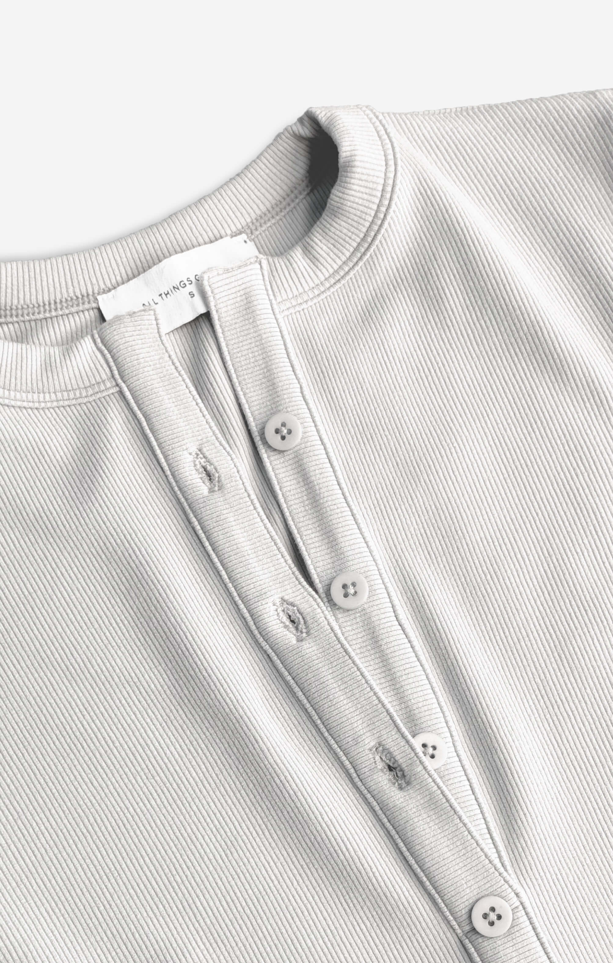 THE LUXE RIB LONG SLEEVE HENLEY BODYSUIT - STONE - Image 8