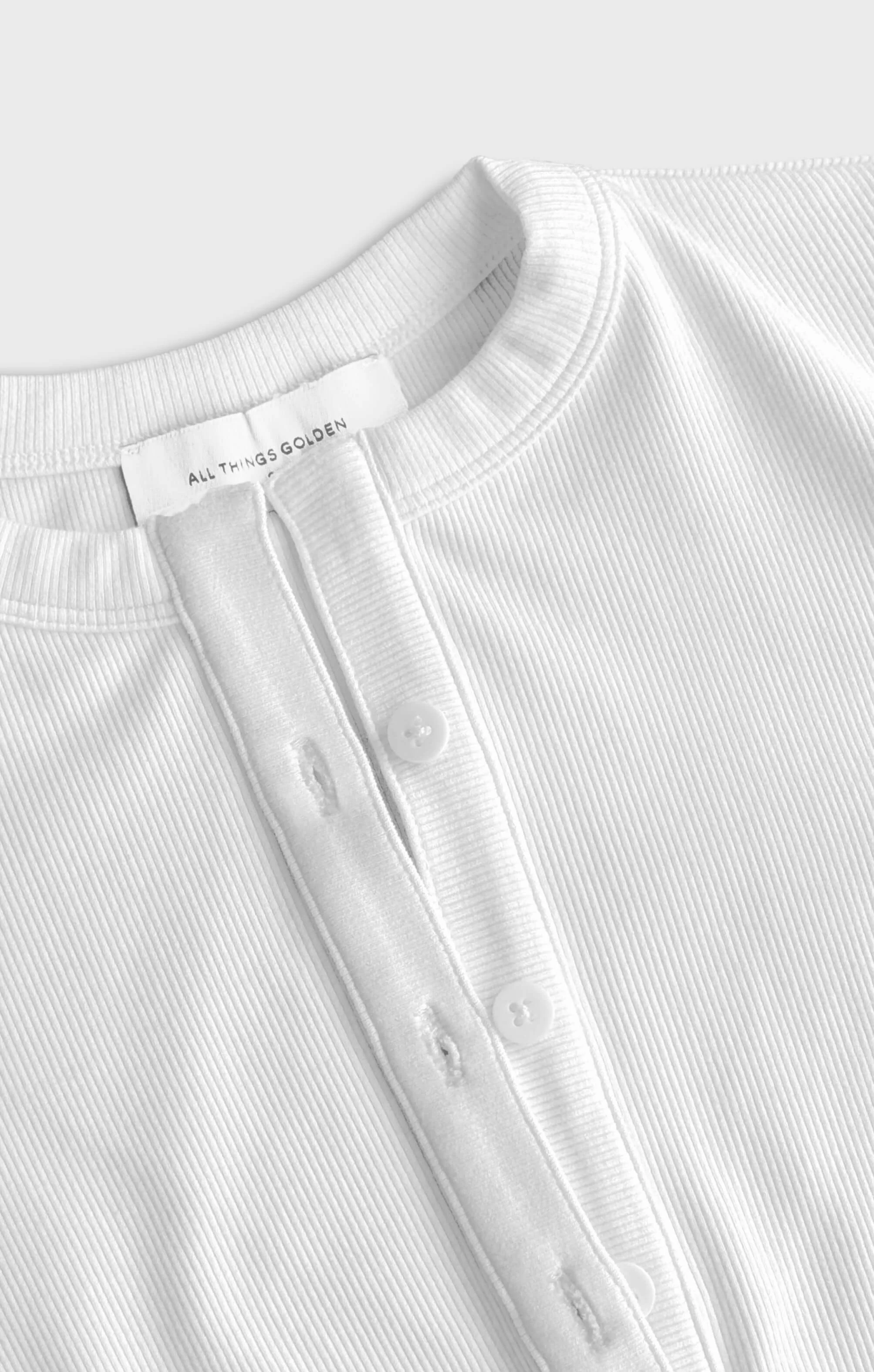 THE LUXE RIB LONG SLEEVE HENLEY BODYSUIT - WHITE - Image 8